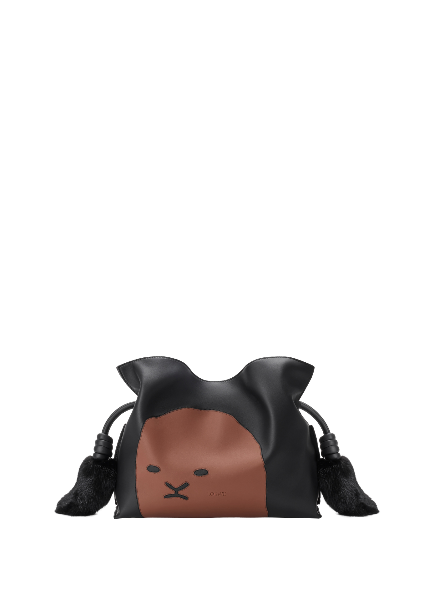 180th Anniversary Capsule - Lion Intarsio Flamenco Medium Calf Leather Clutch LOEWE Black