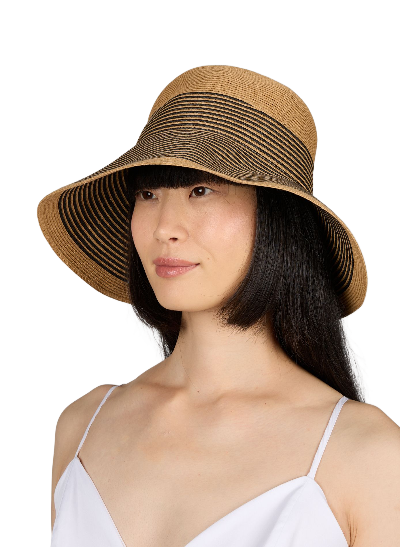 Chapeau cloche avec rayures AU PRINTEMPS PARIS Bruin