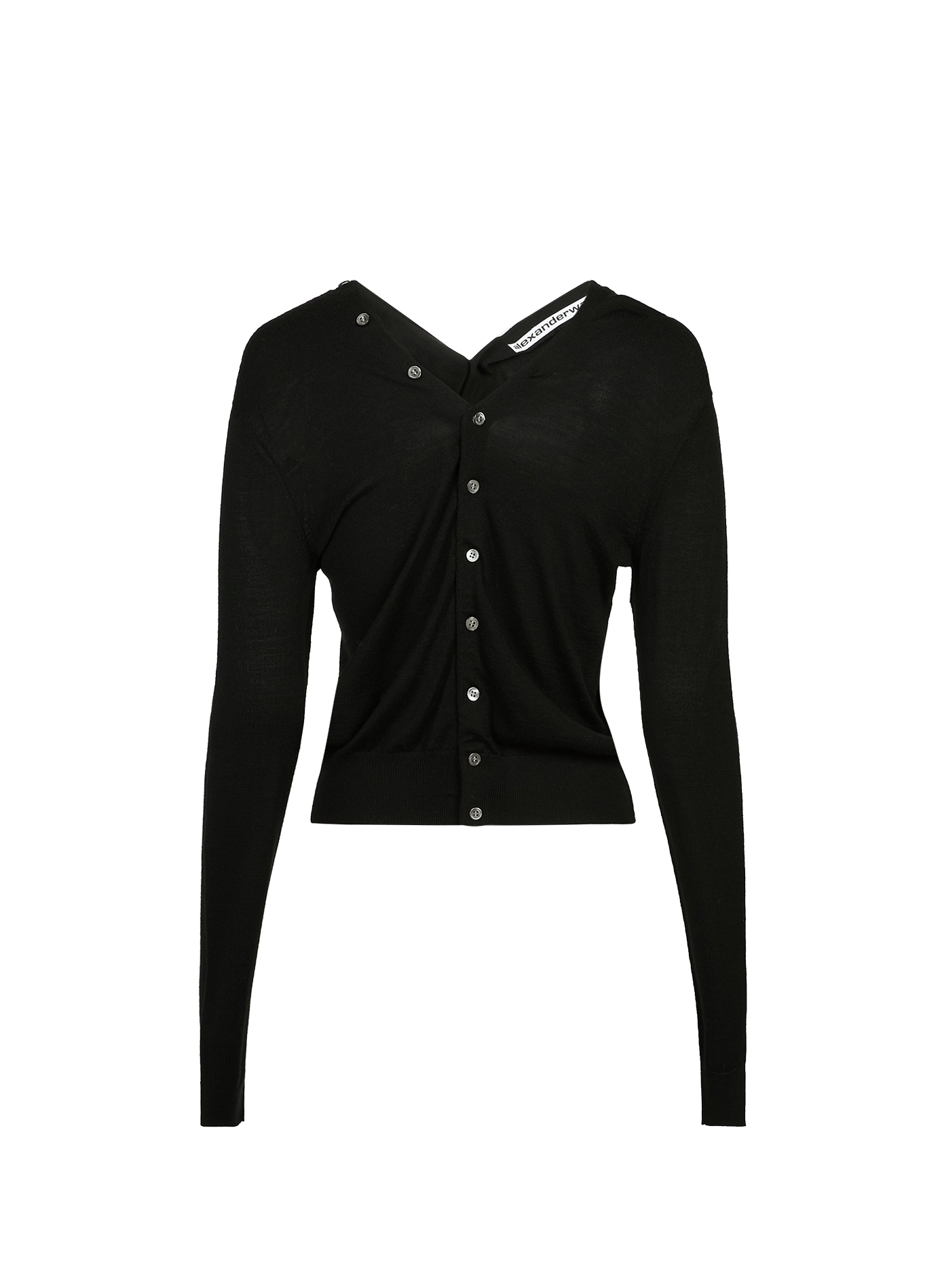 Cardigan à col v boutonnée et décolleté dos en laine ALEXANDER WANG Noir