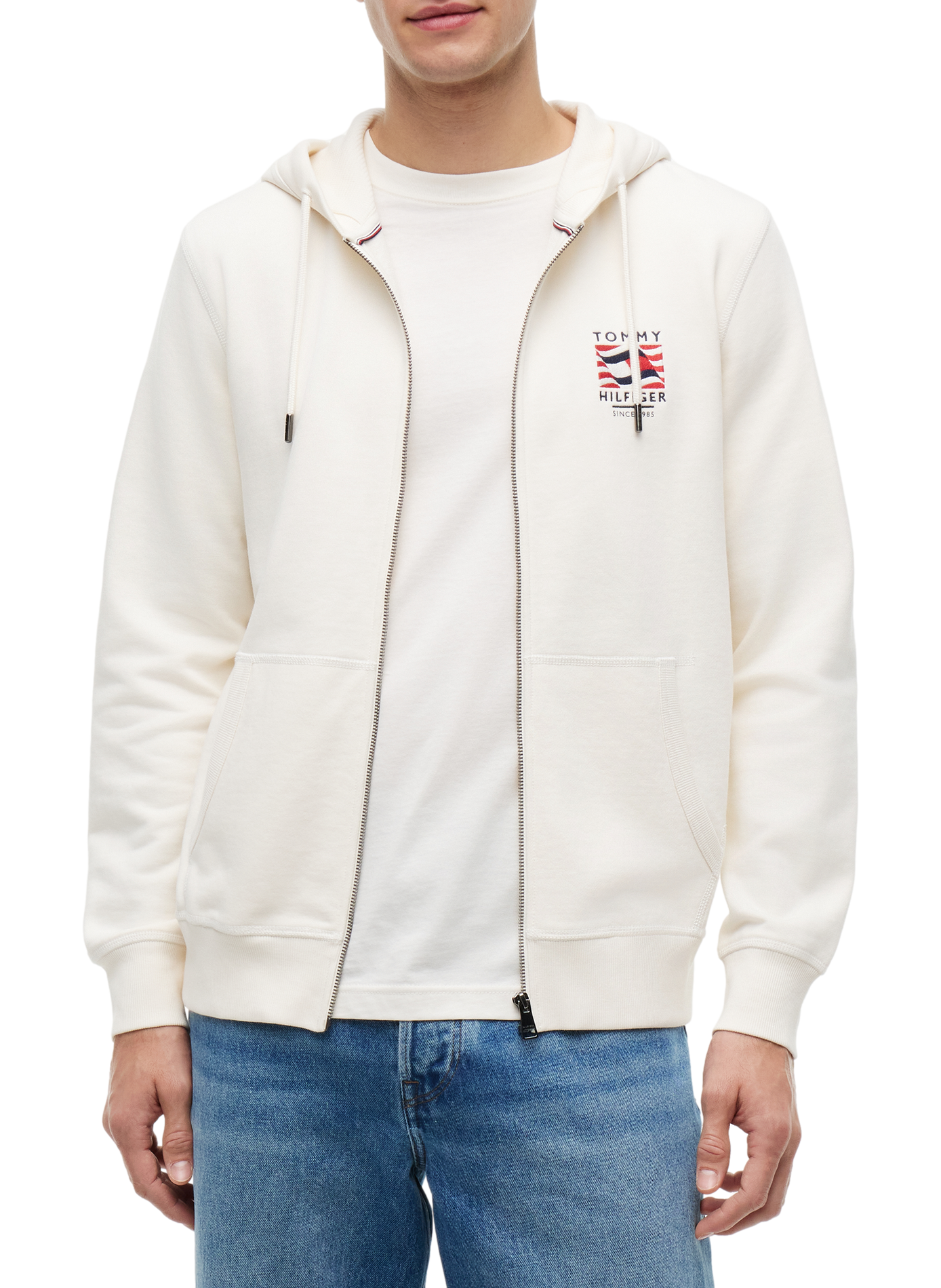 Gerader Baumwoll-Kapuzenpullover TOMMY HILFIGER Beige