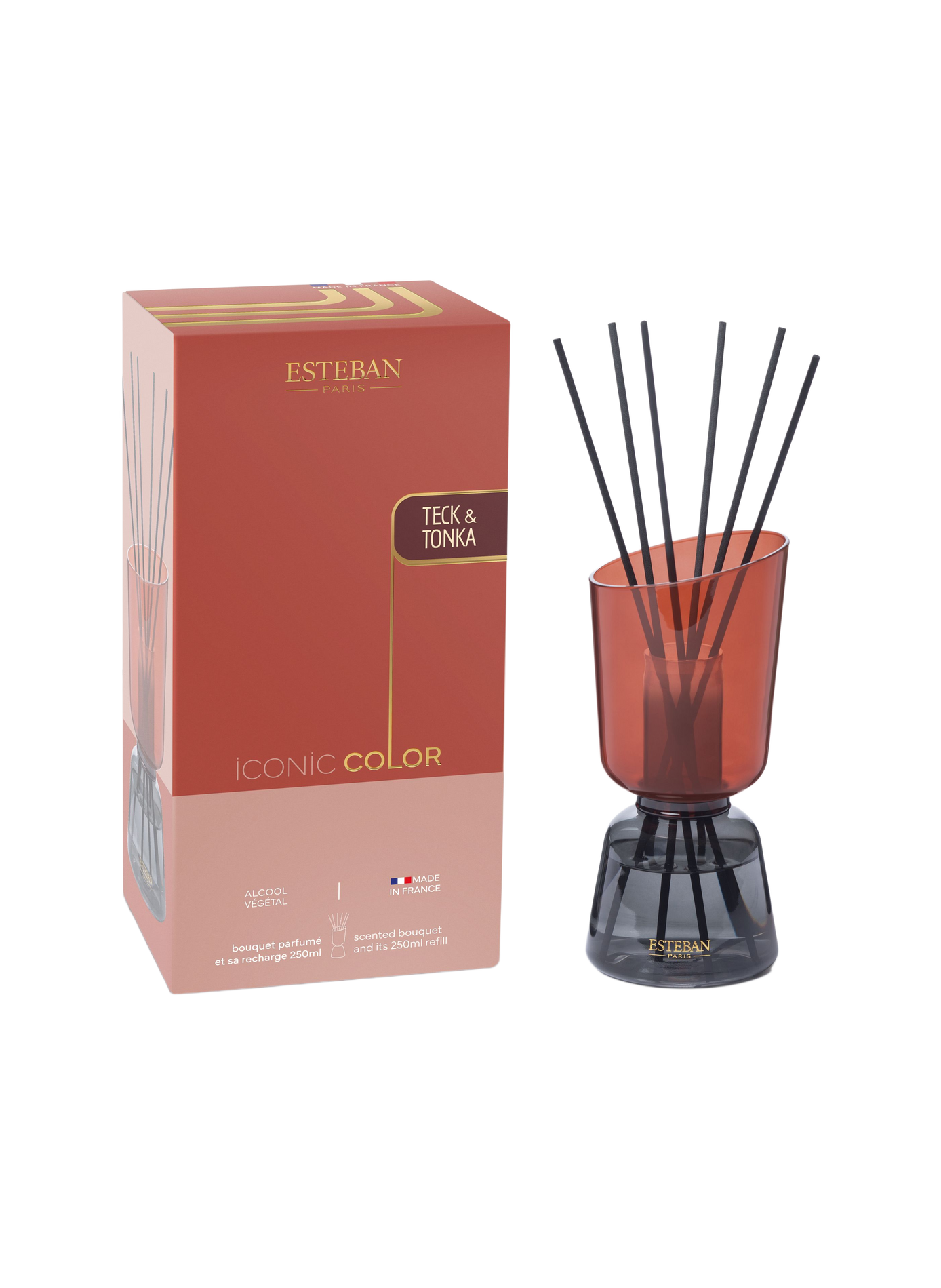 Iconic Color scented bouquet refillable Teak & Tonka 250 ml ESTEBAN Brown
