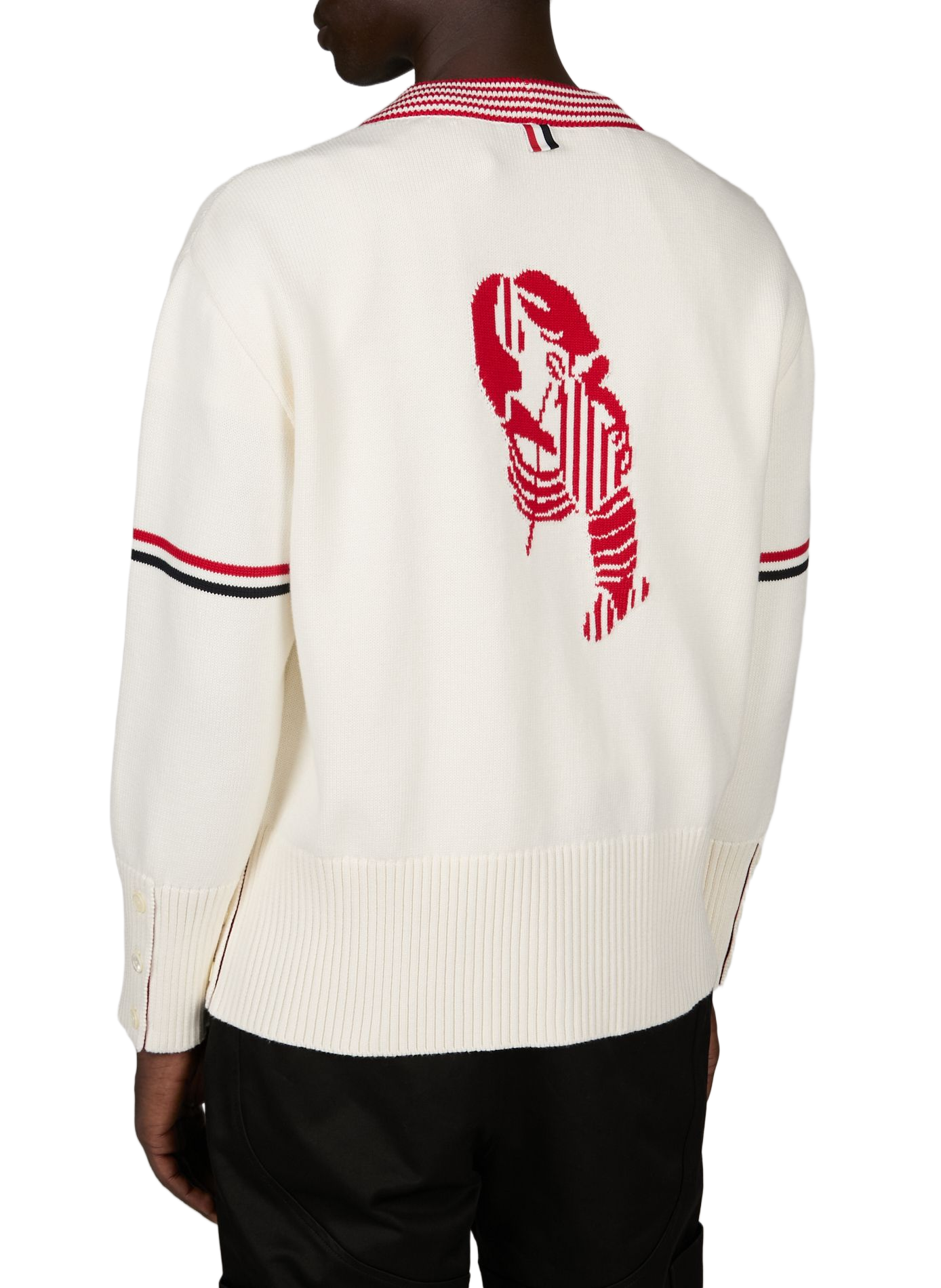 Rechte katoenen gebreide cardigan THOM BROWNE Wit