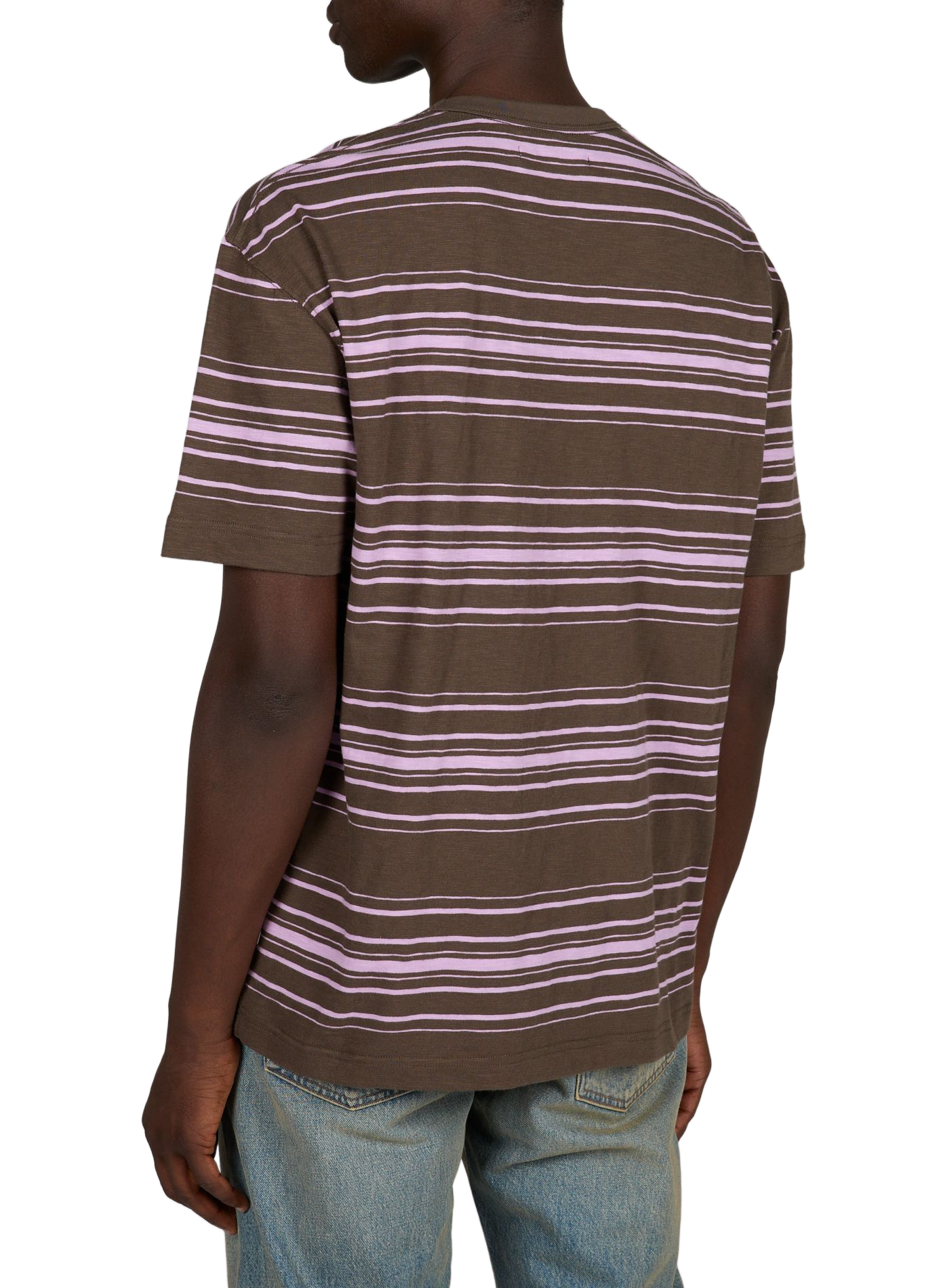 Recht T-shirt met ronde hals en strepen van katoen SAMSOE SAMSOE Bruin