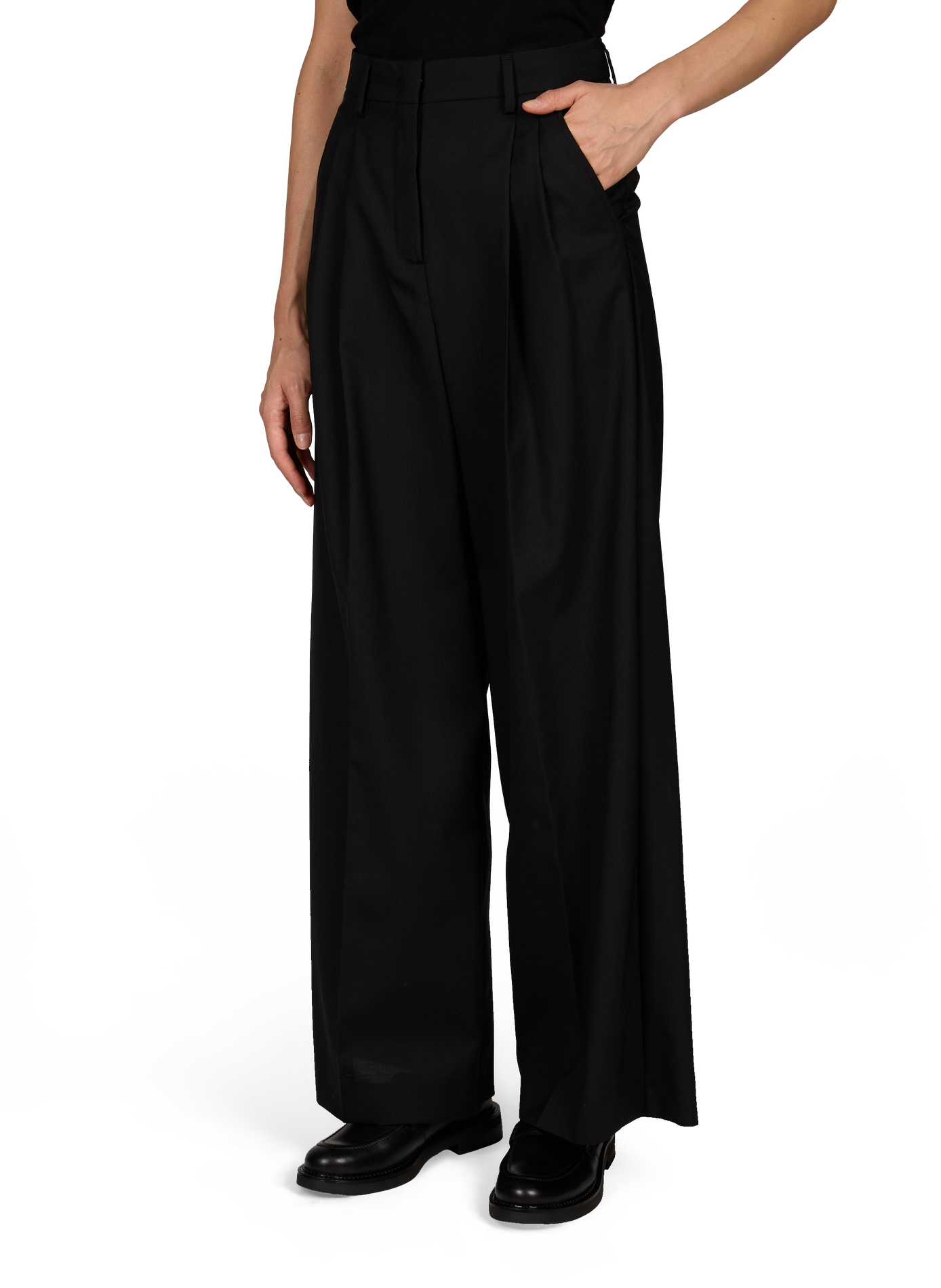 Pantalon droit en laine vierge MAX MARA WEEK END Noir