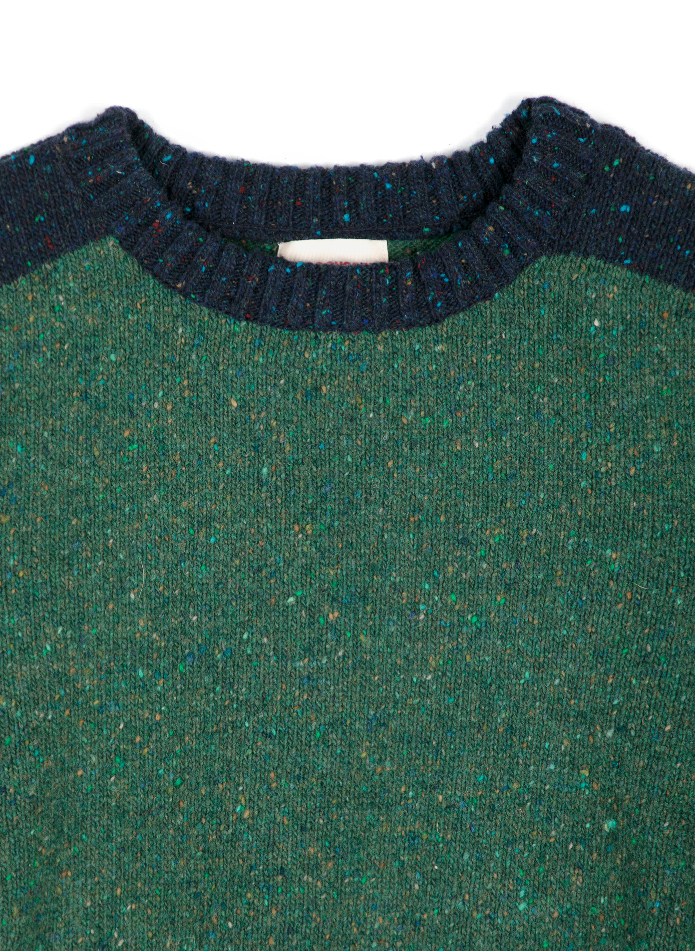Pull col rond droit moucheté en laine mélangée BOBO CHOSES Green