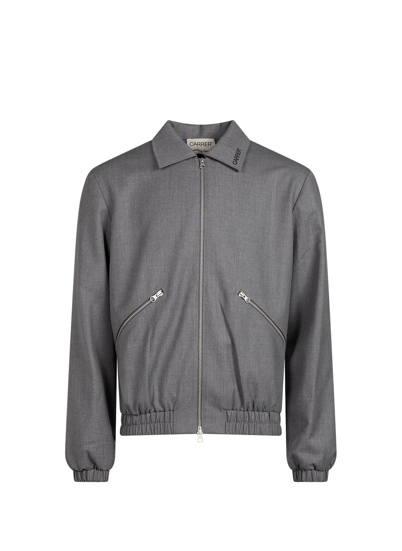 Gerade geschnittene Jacke mit klassischem Kragen aus Wolle CARRER Grau