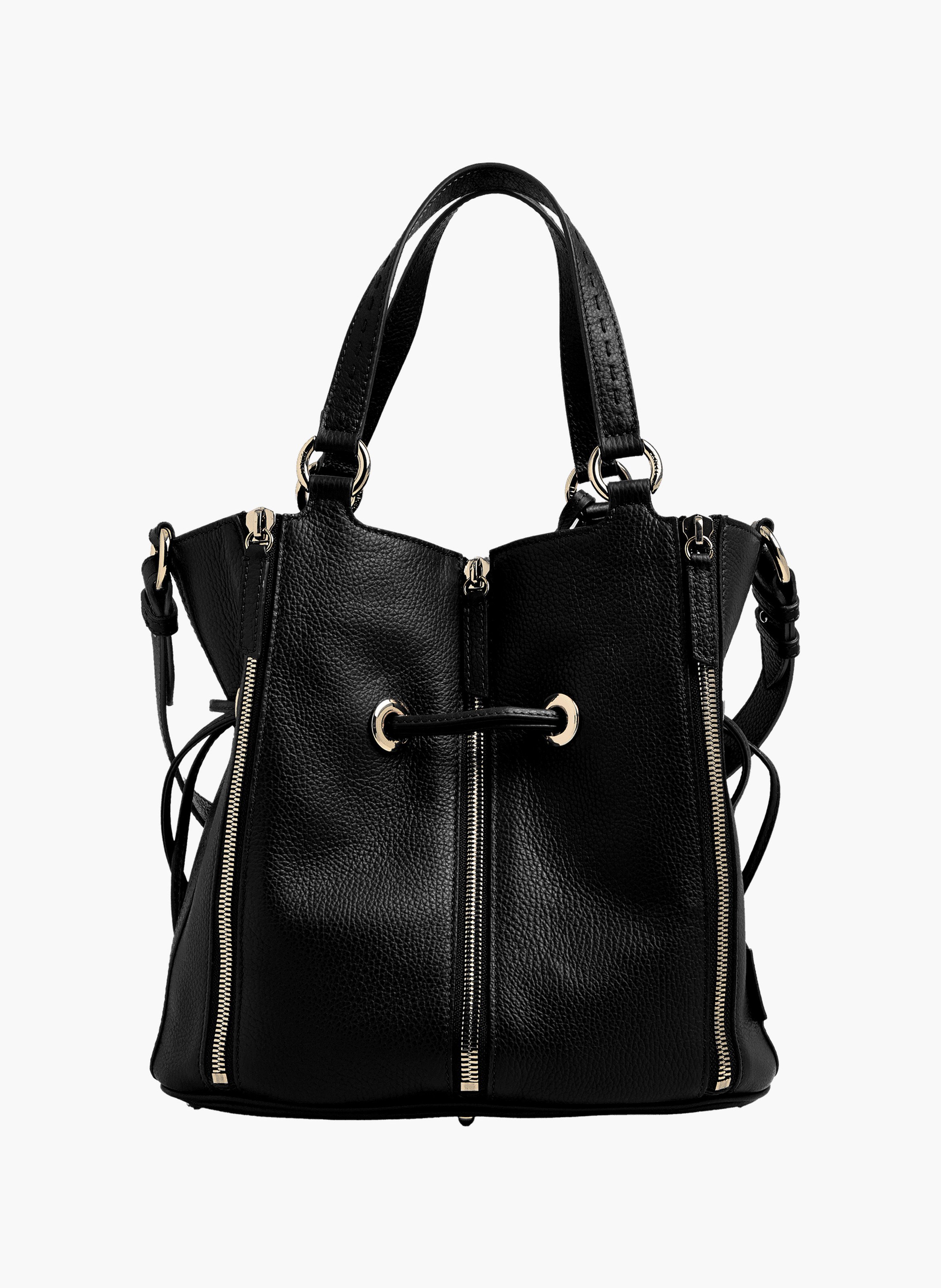 Sac seau premier flirt de lancel en animation 150y multizip : cuirs de vachette graine & suede LANCEL Noir