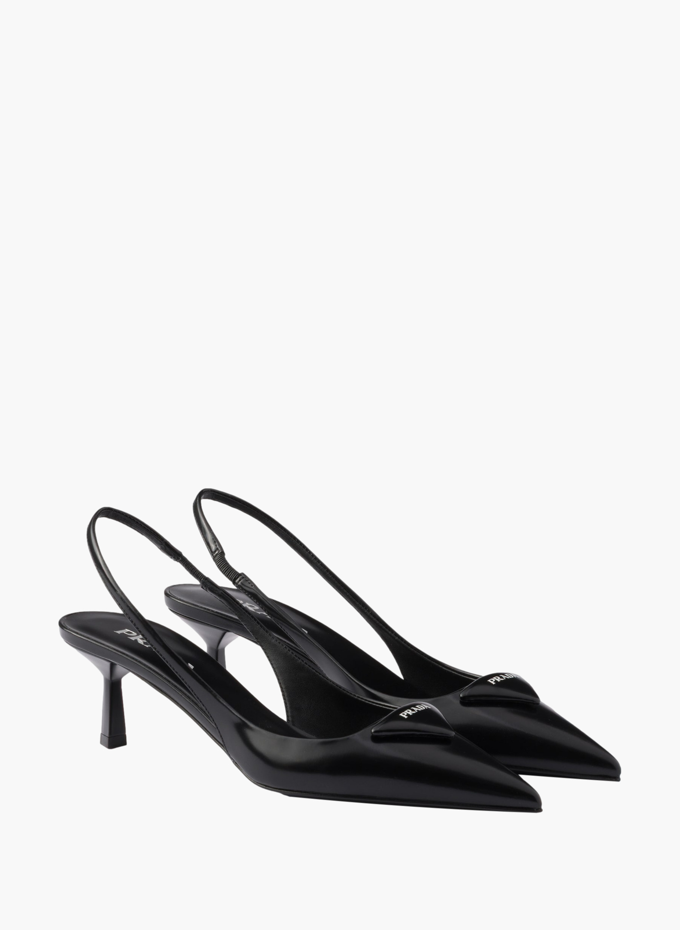Escarpins à bride arrière en cuir brossé PRADA Noir