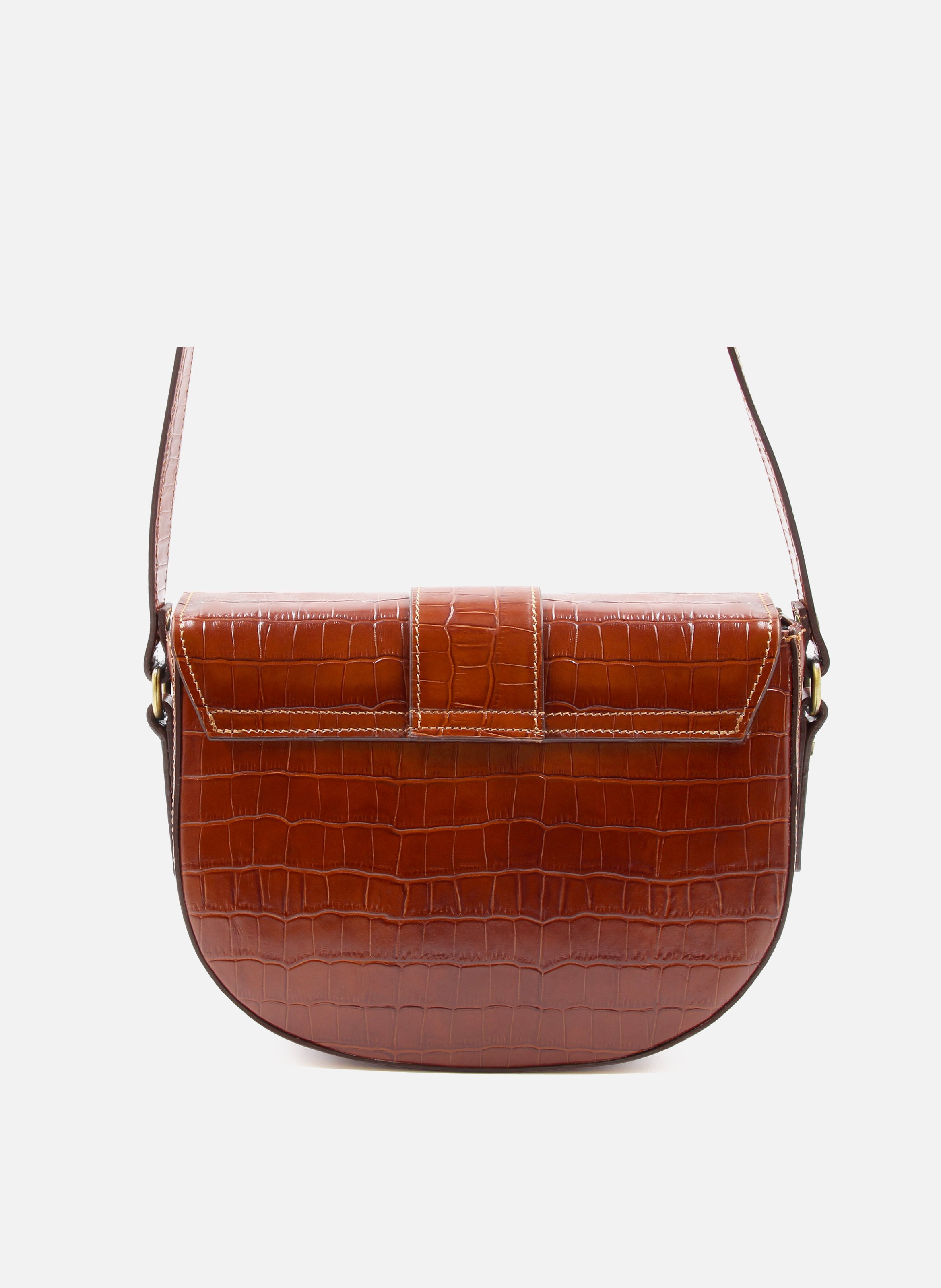 Sac boucle cuir imprimé croco JULES & JENN Marron