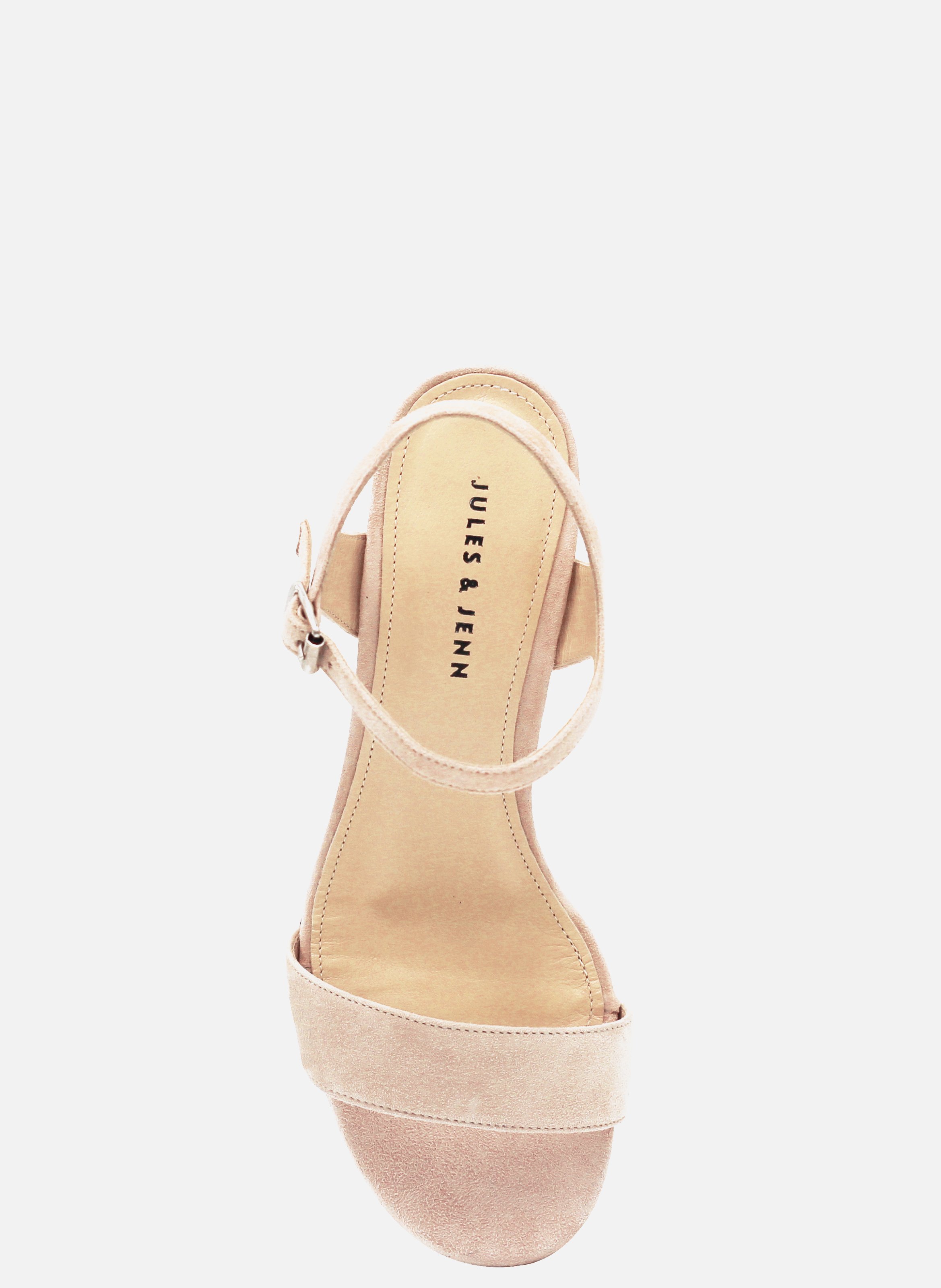 Sandales à talon cuir daim Beige