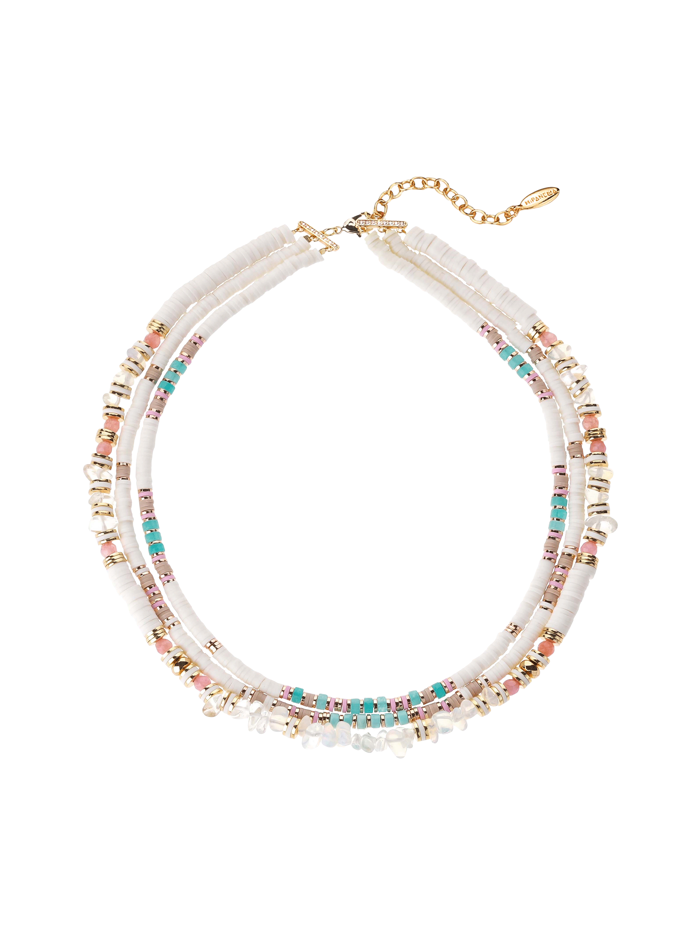 Collier multirang avec perles et sequins trion HIPANEMA Blanc