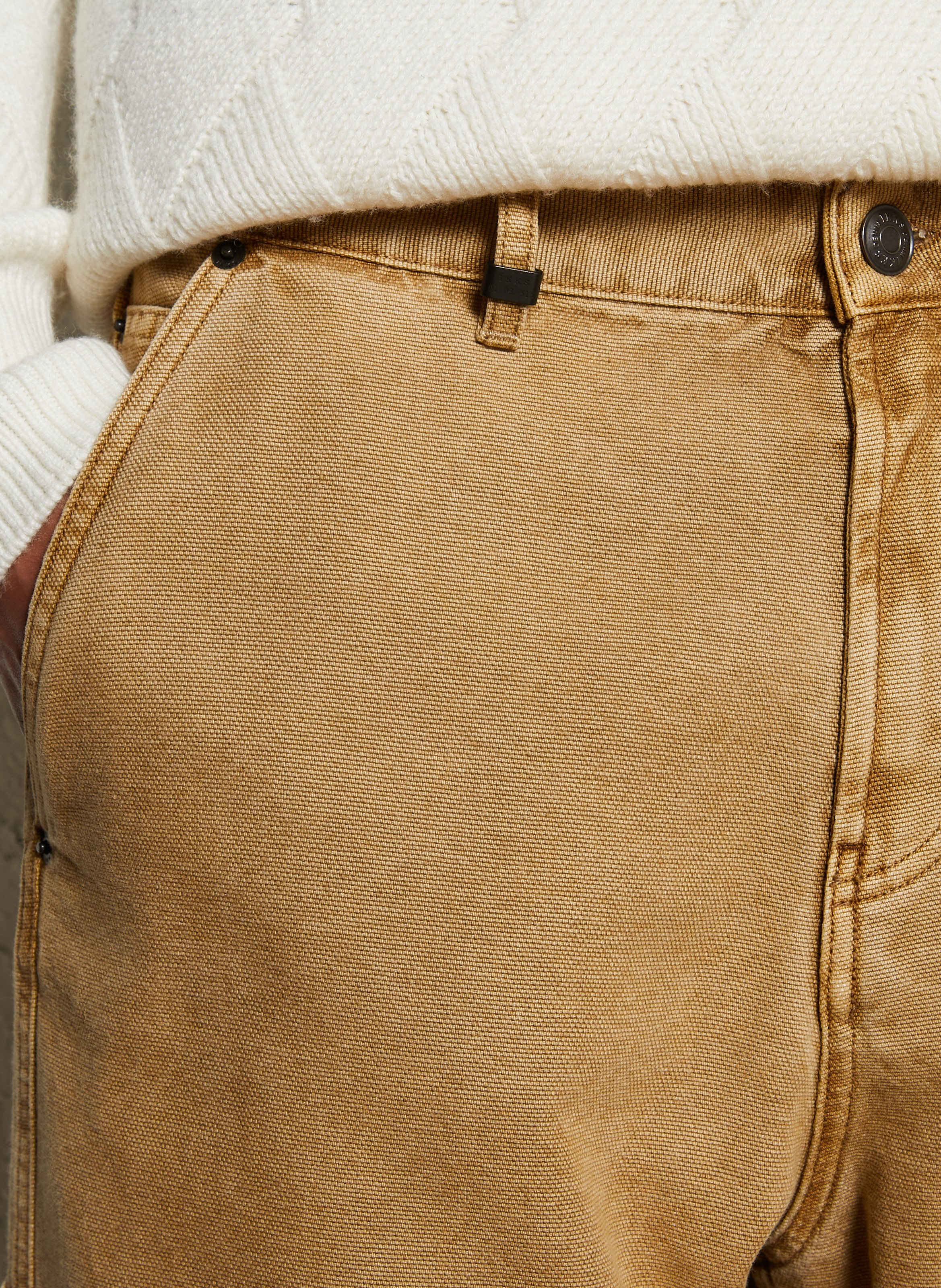 Jean délavé en toile esprit charpentier IKKS Beige