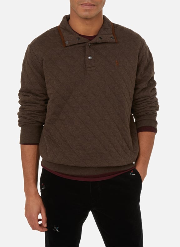 Pull à col boutonnée en coton mélangé Marron by POLO RALPH LAUREN POLO RALPH LAUREN Pull à col boutonnée en coton mélangé Marron