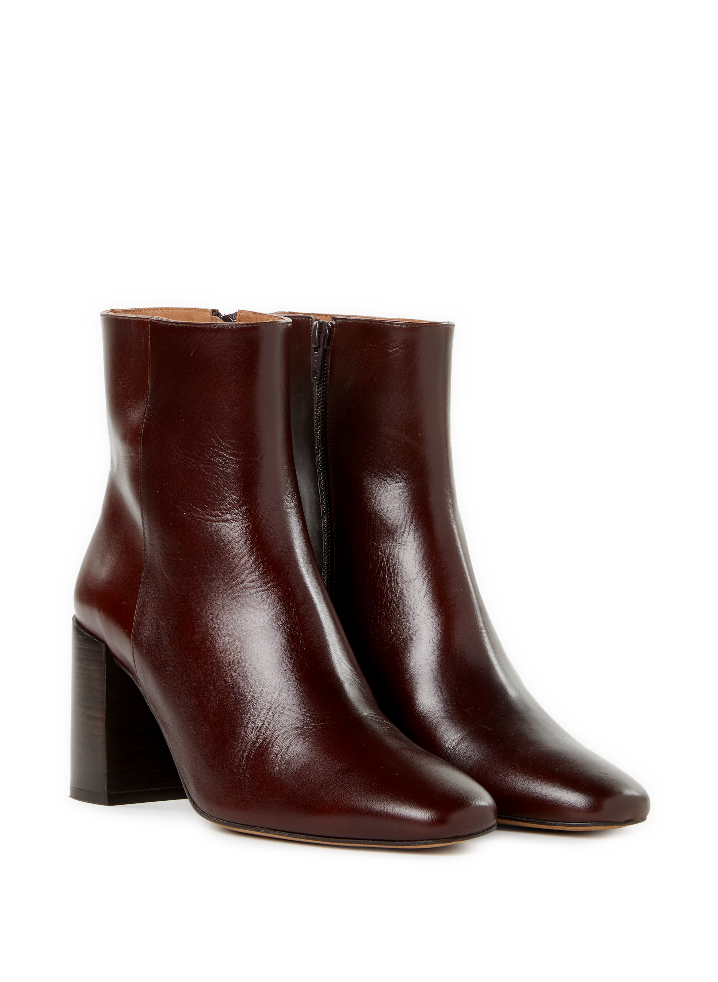 Daphné Leather Heeled Booties SAISON 1865 Brown