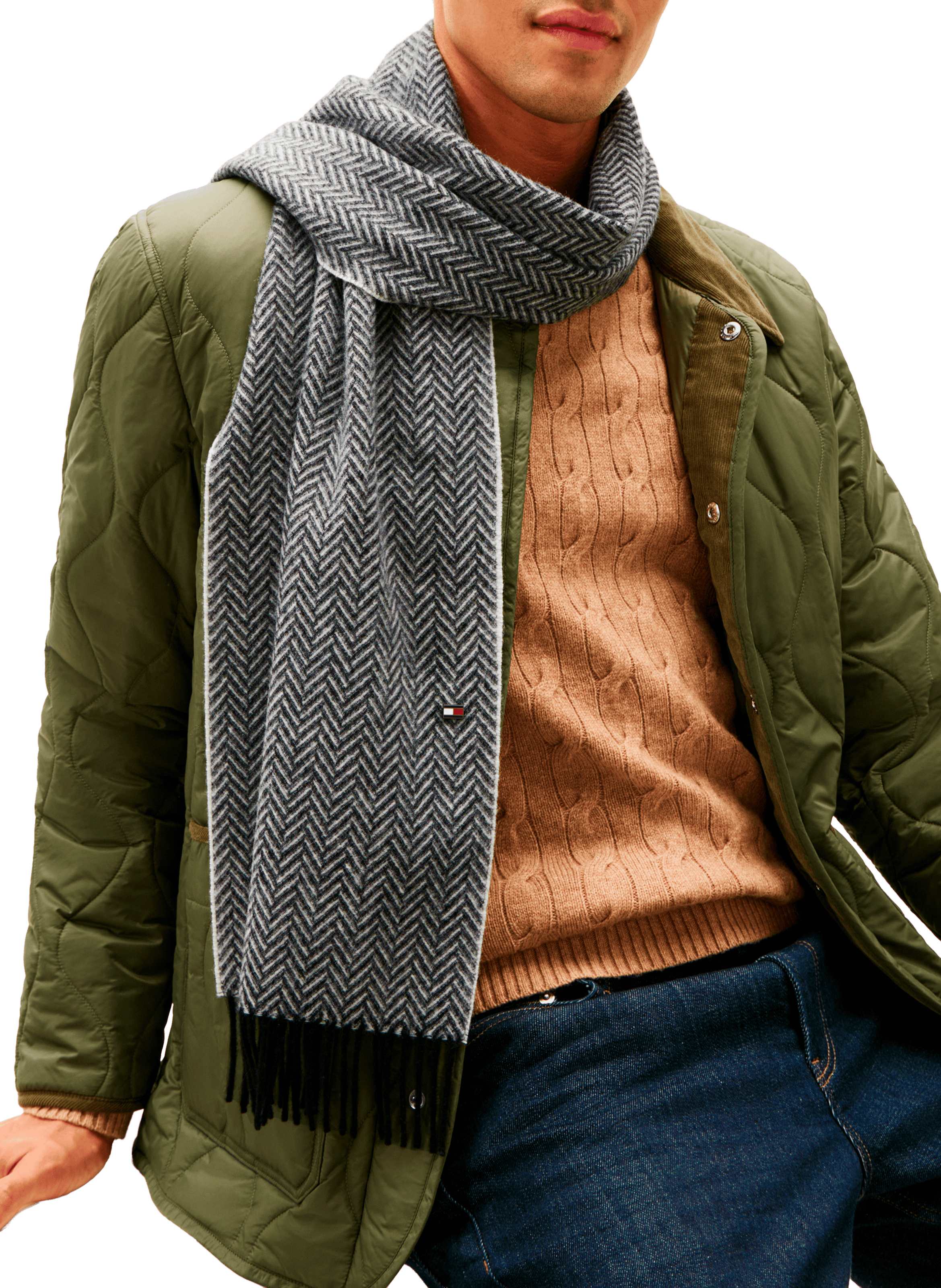 Chevron wool scarf TOMMY HILFIGER Grey
