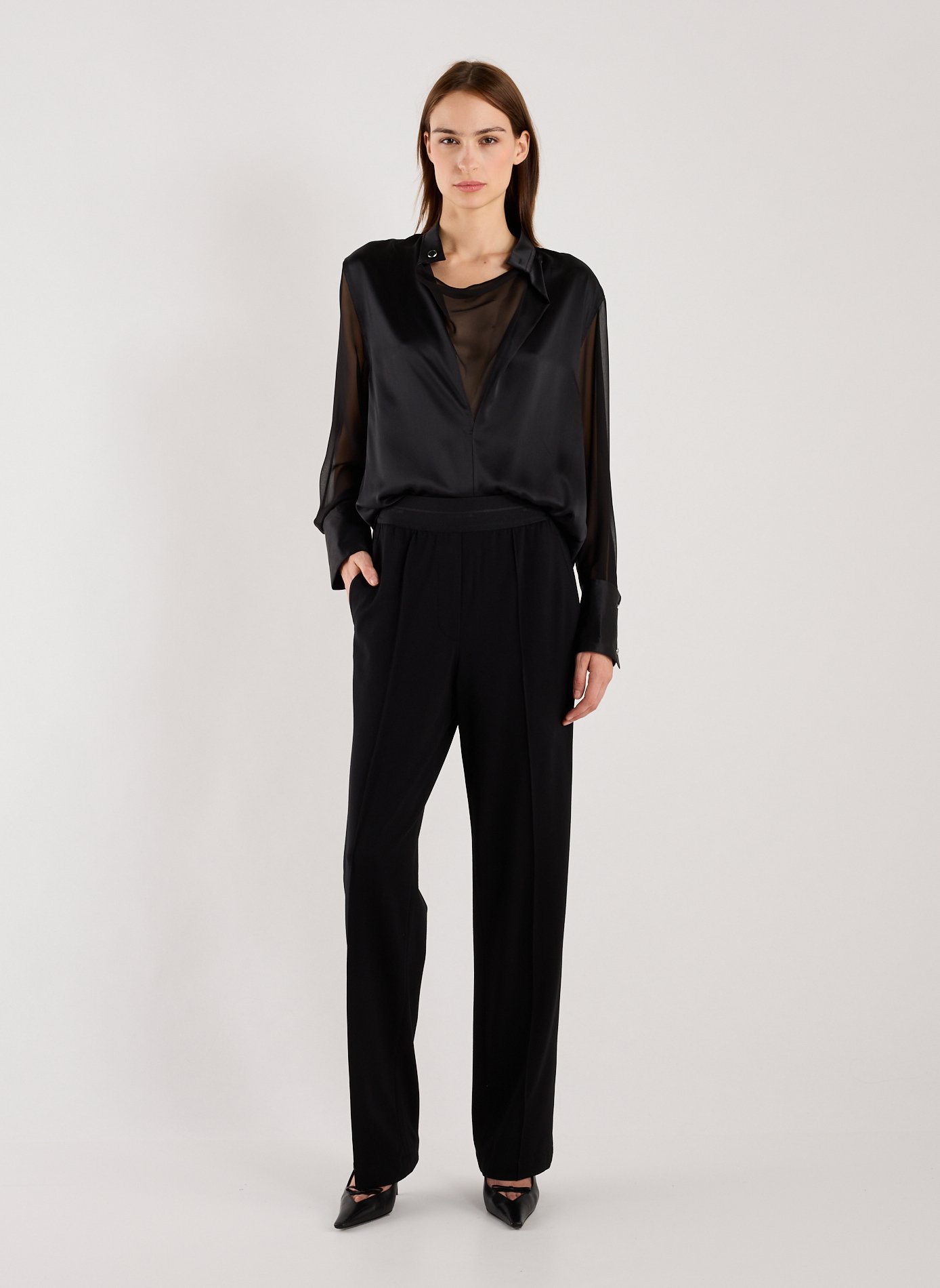 Casual silk blouse with cowl neck HELMUT LANG Black