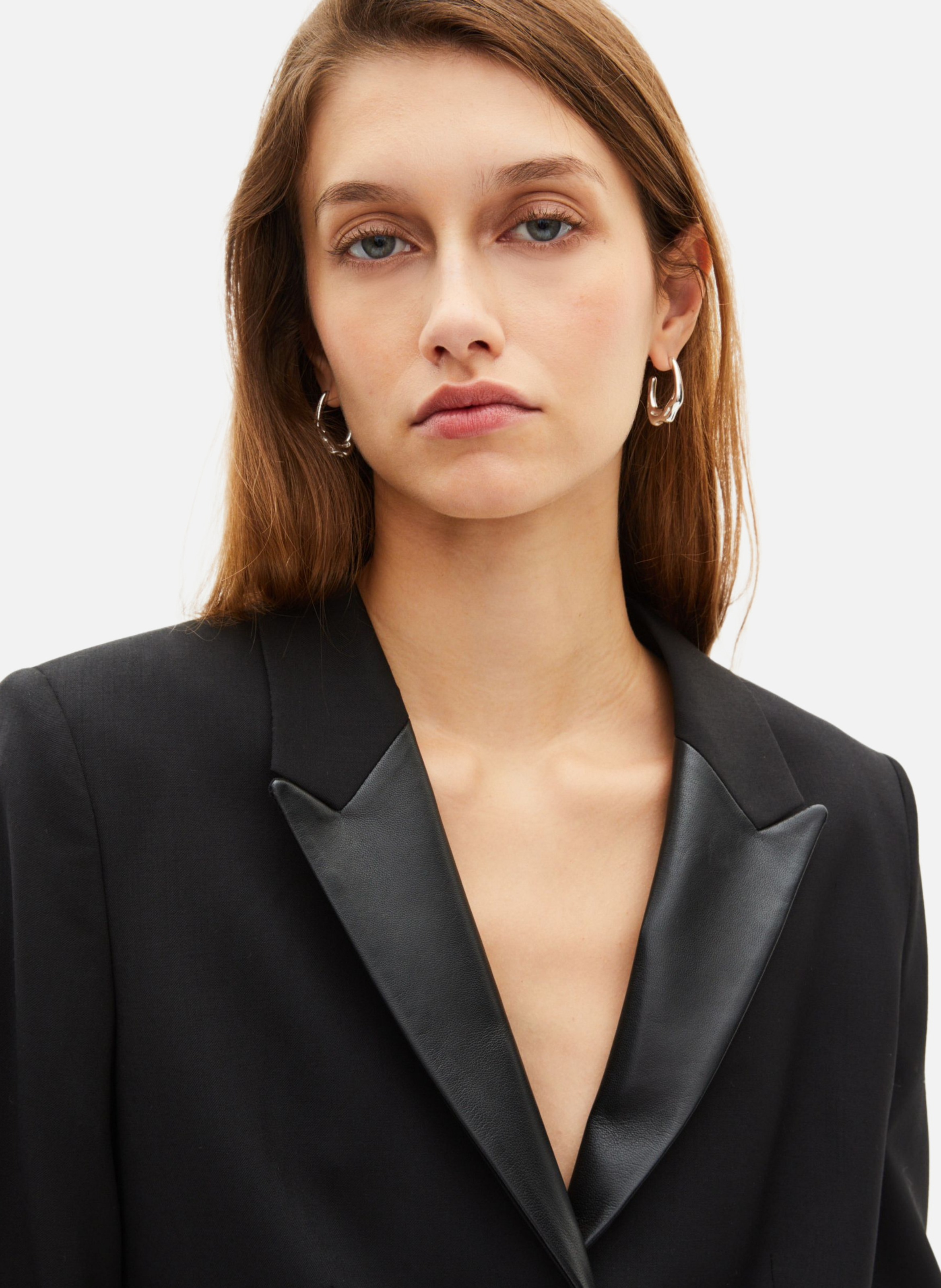 Robe courte col en cuir THE KOOPLES Noir