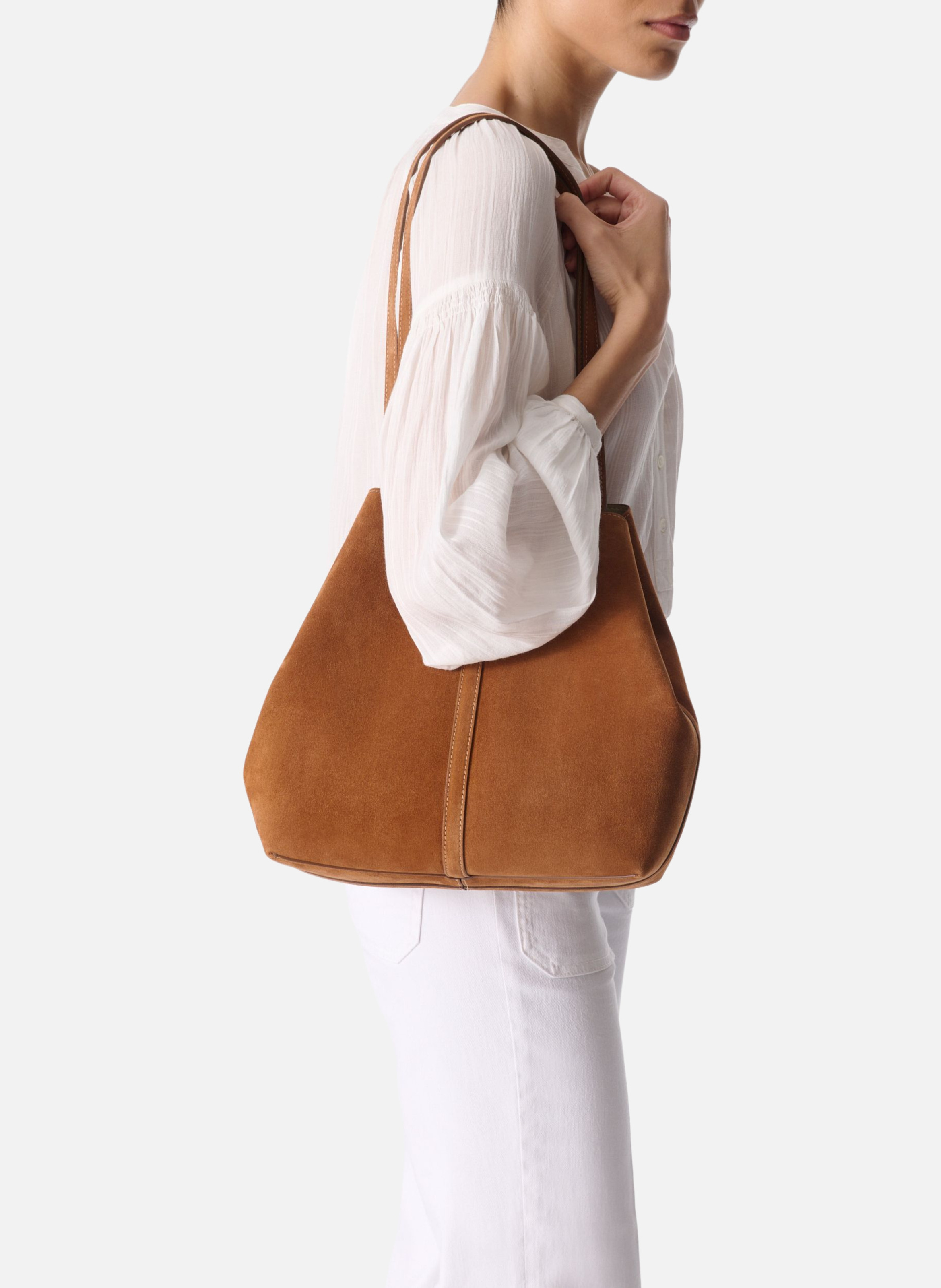 Petit cabas daily en cuir velours VANESSA BRUNO Marron