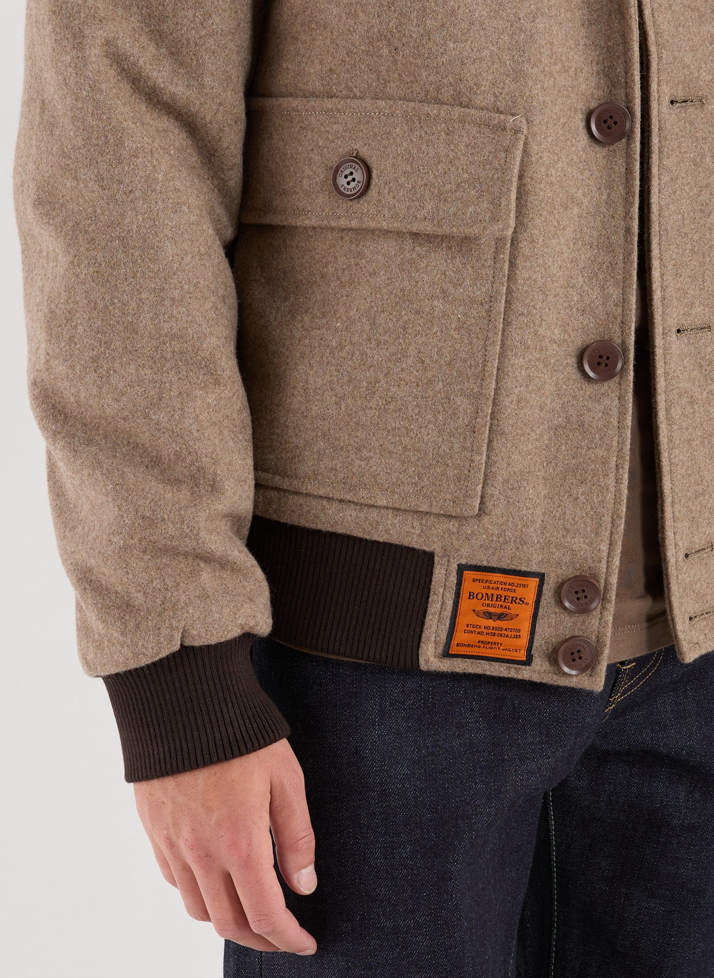 Blouson uni en laine mélangée BOMBERS ORIGINAL Marron