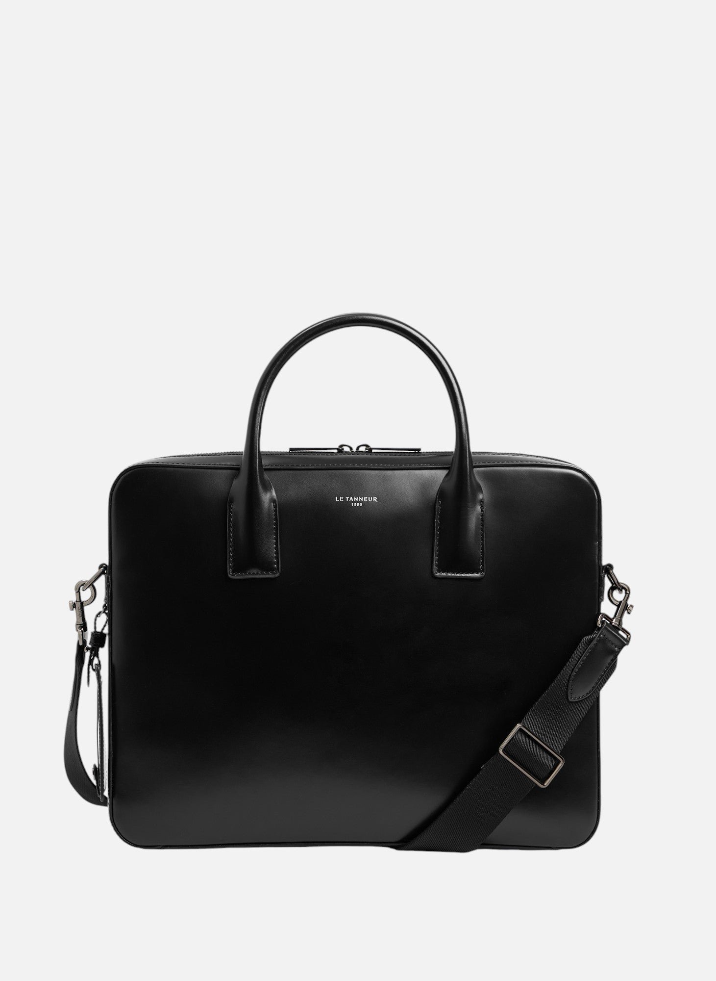 Porte documents slim 14" emile en cuir lisse business effet box LE TANNEUR Noir