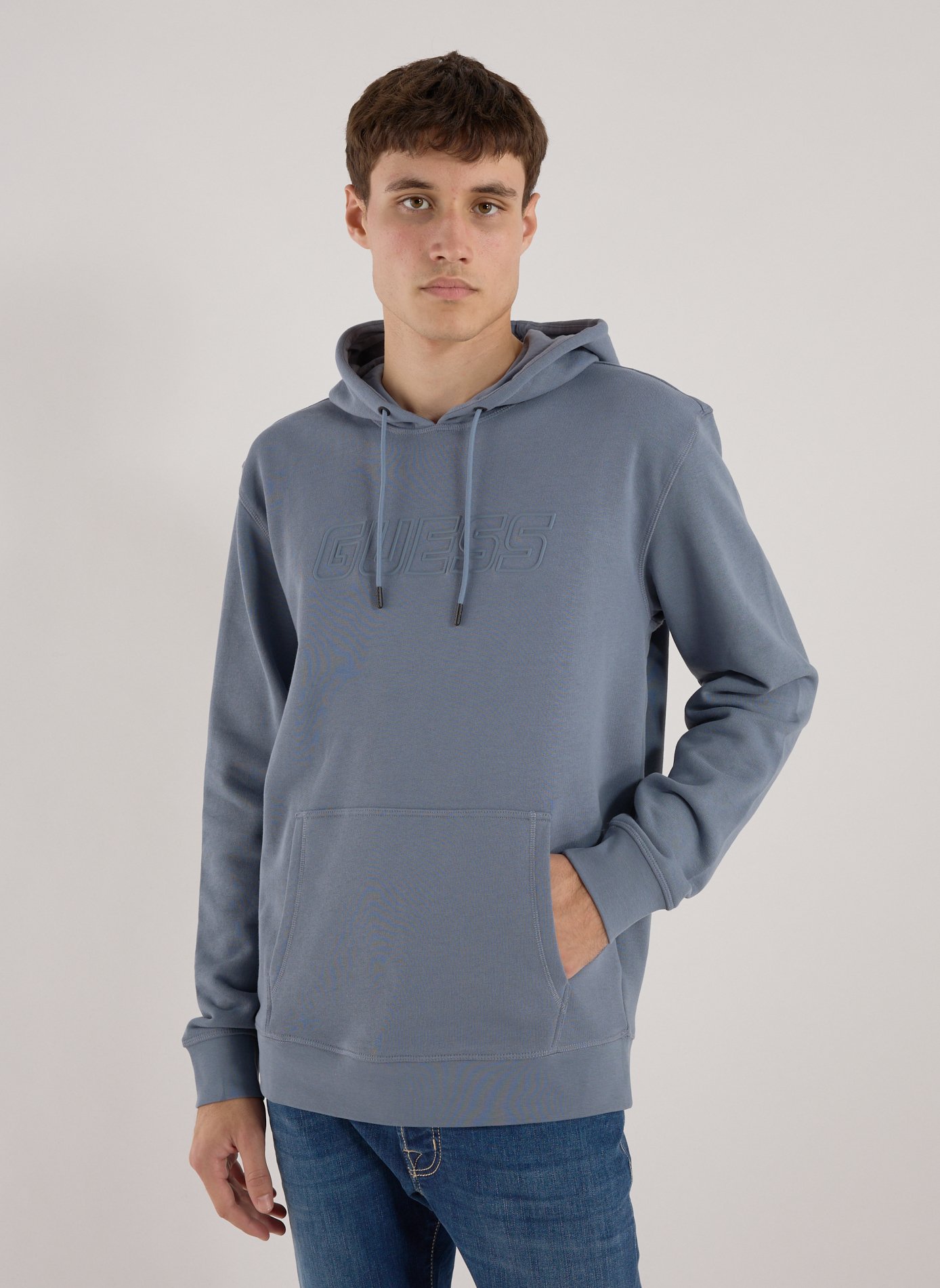 GUESS Cotton Blend Hoodie Grey