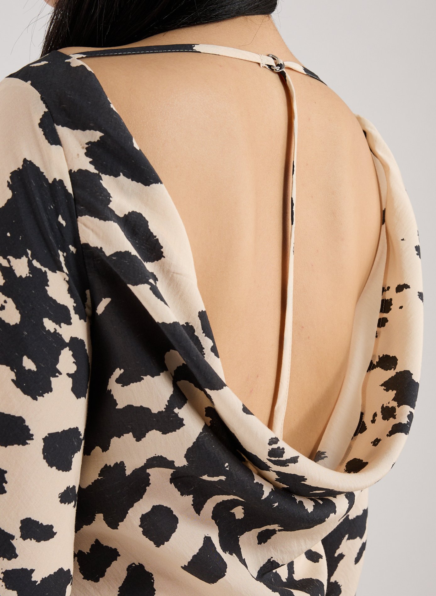 Robe courte imprimée à dos nu TOPSHOP Noir