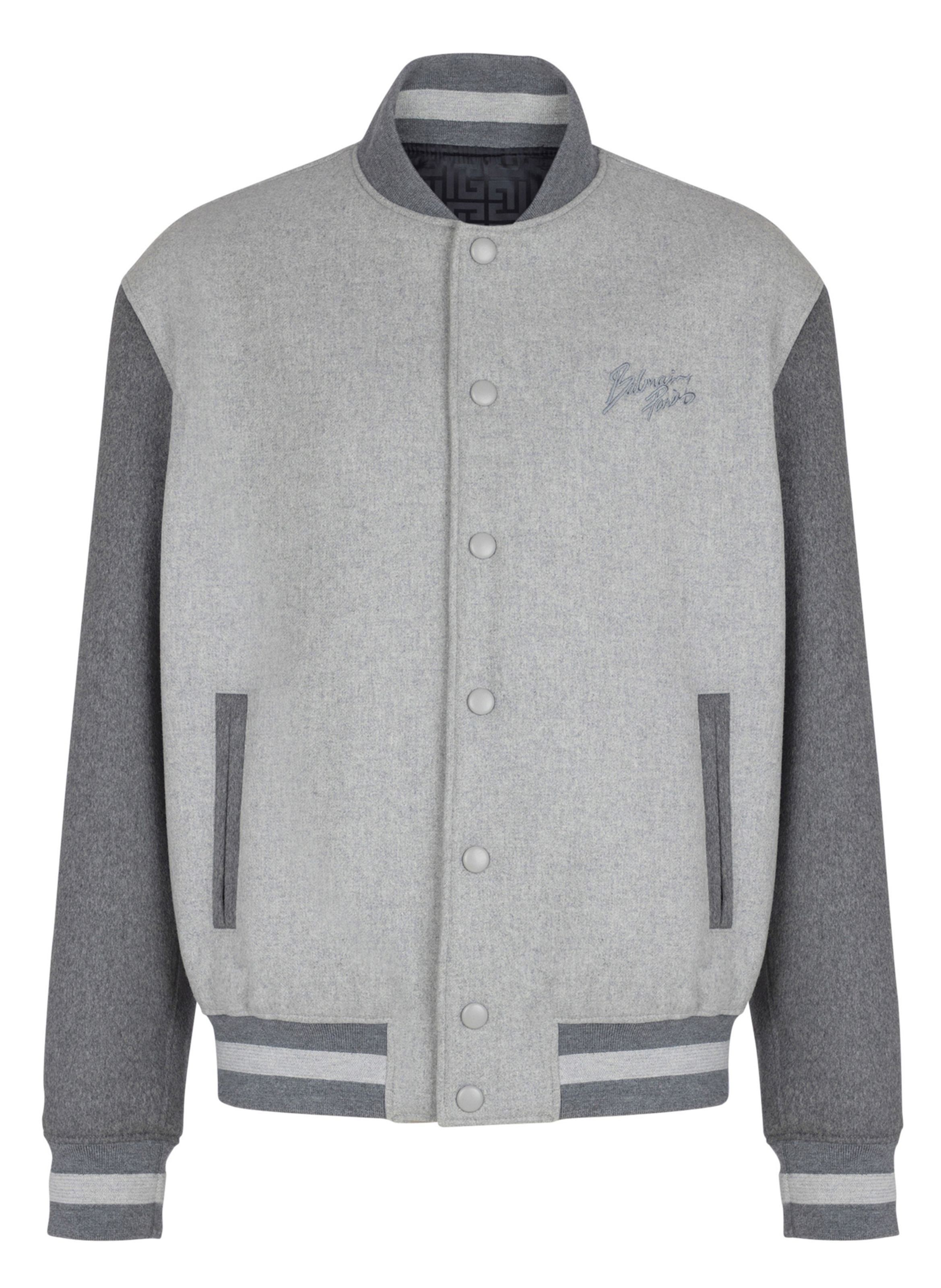Veste varsity en laine et cachemire BALMAIN Gris