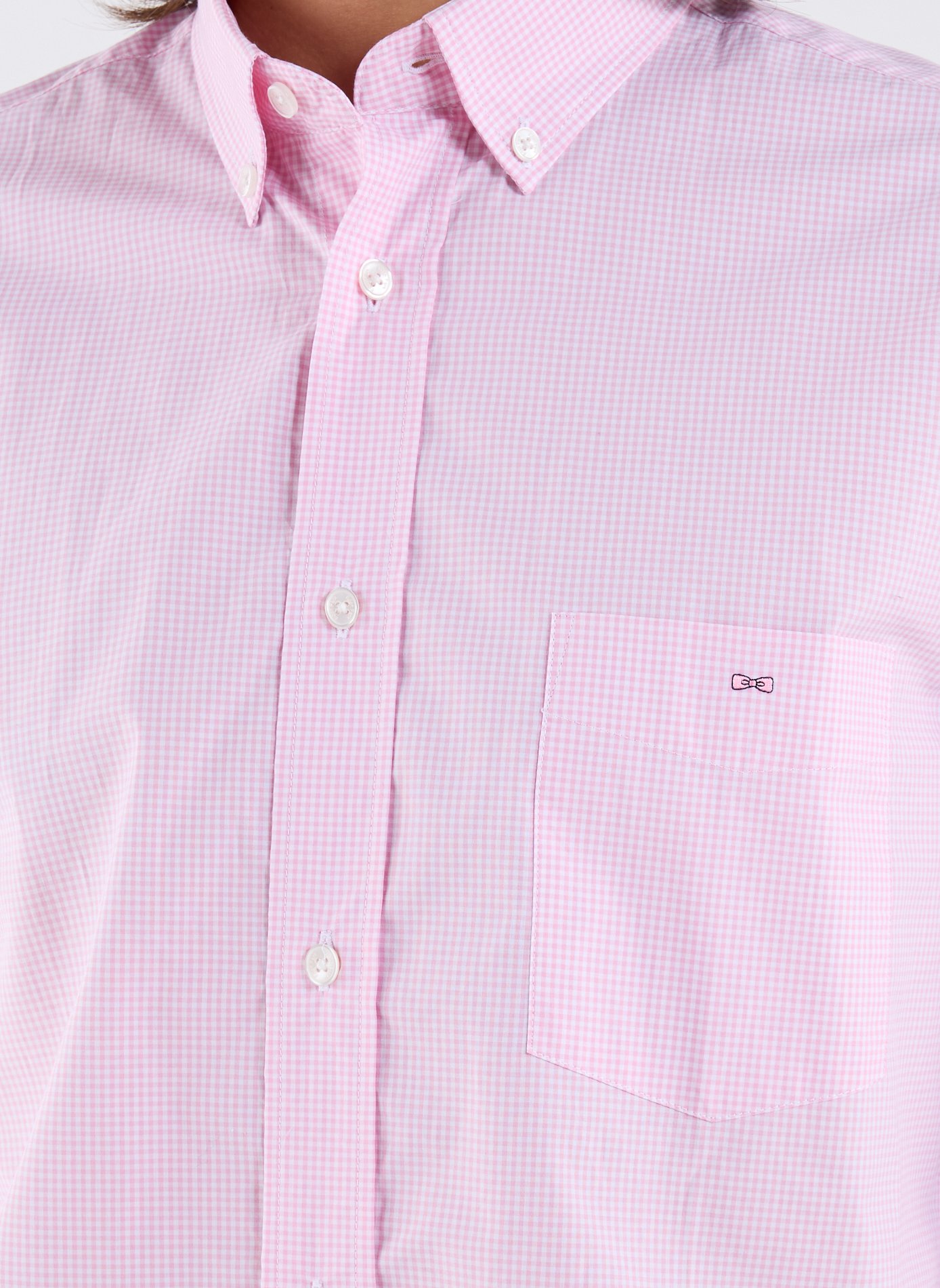 Checked cotton American collar shirt EDEN PARK Pink