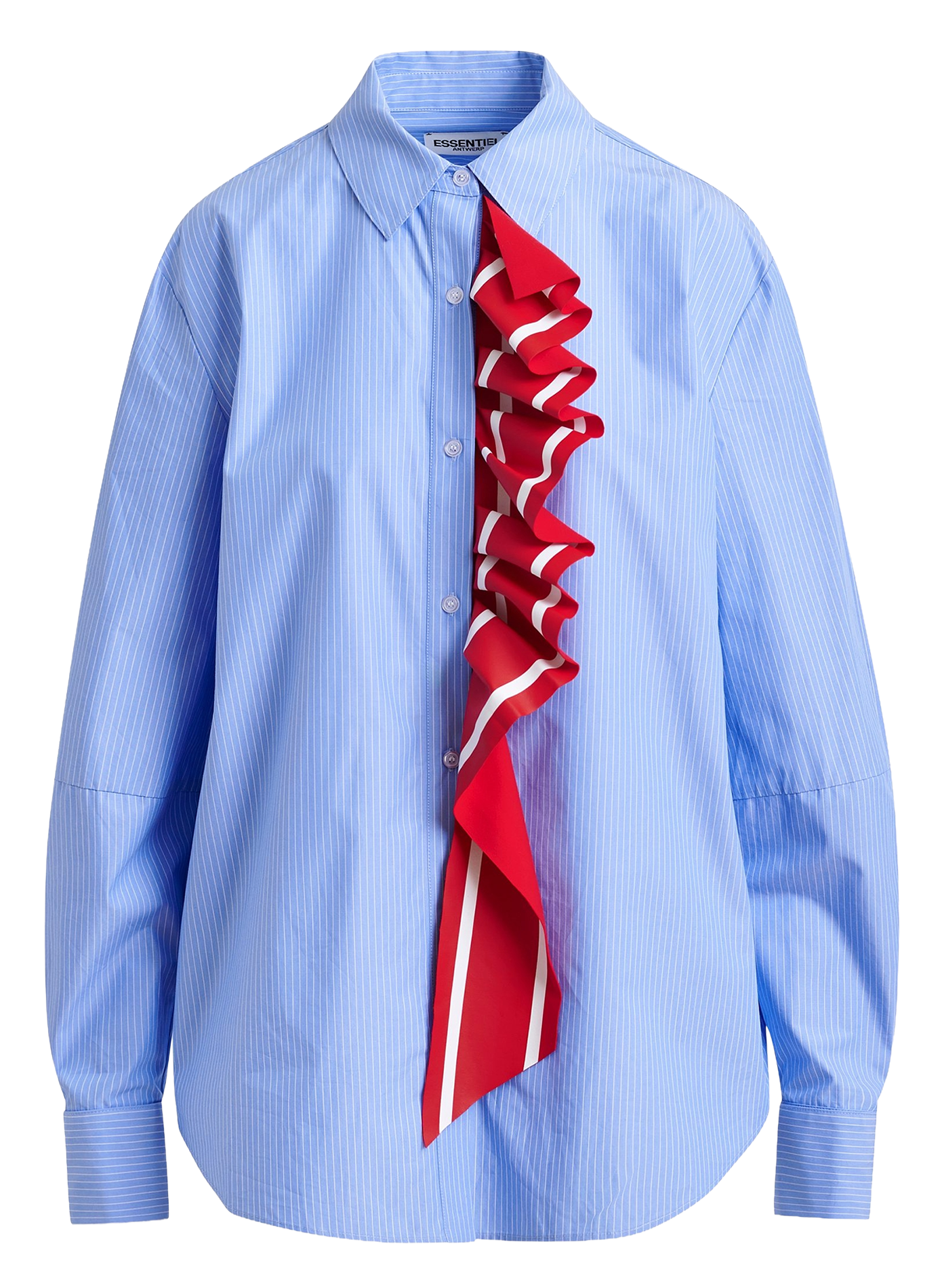 Chemise oversize col classique en coton rayé juf ESSENTIEL ANTWERP Bleu