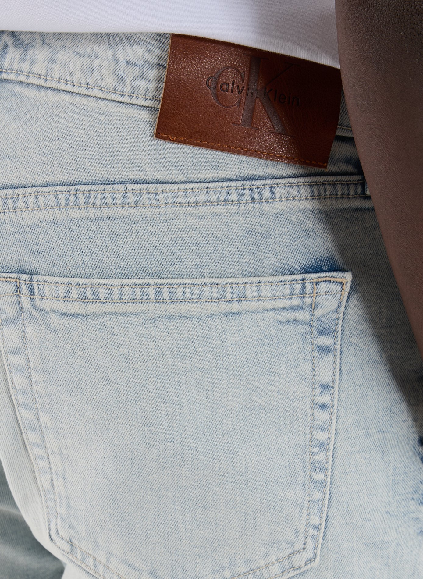 Jean droit en coton et laine mélangés CALVIN KLEIN Bleu