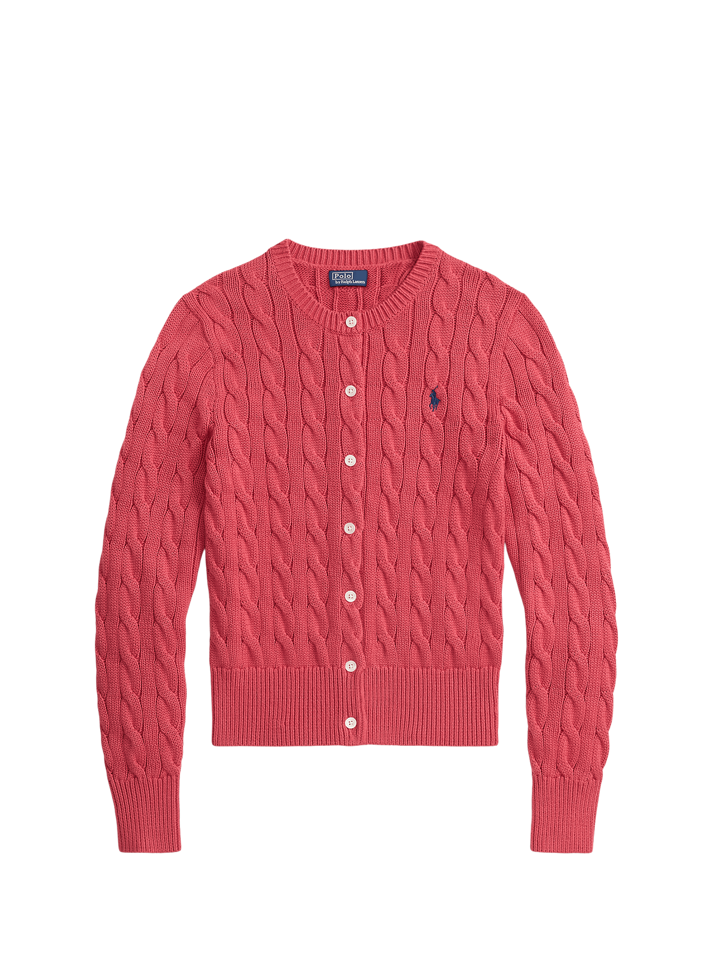 Cardigan cintré torsadé en coton POLO RALPH LAUREN Rouge