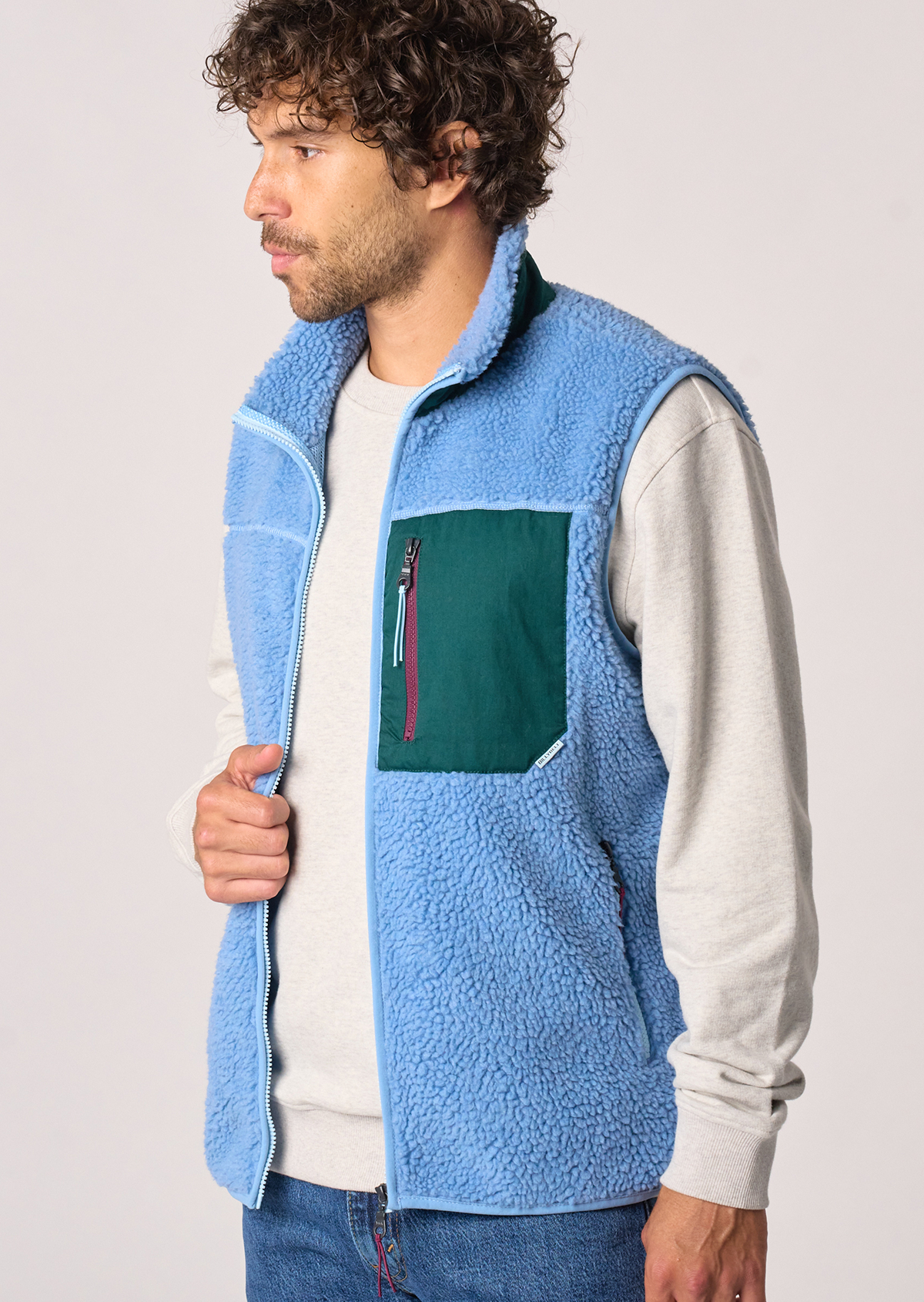 Veste sherpa zippée sans manches BILLYBELT Bleu