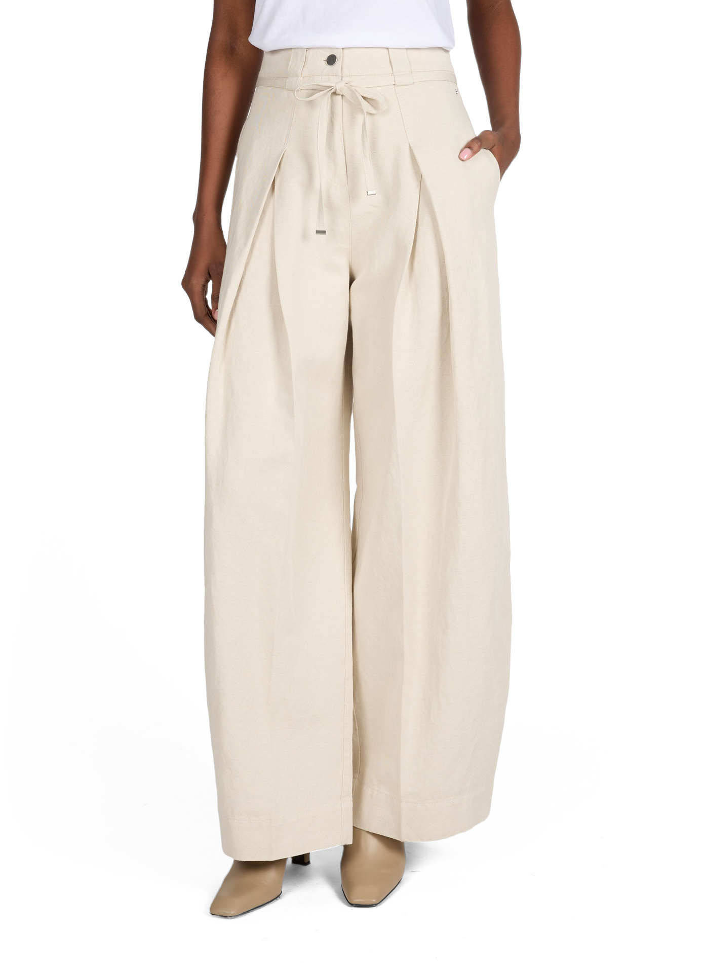 Straight cotton and linen trousers BOSS