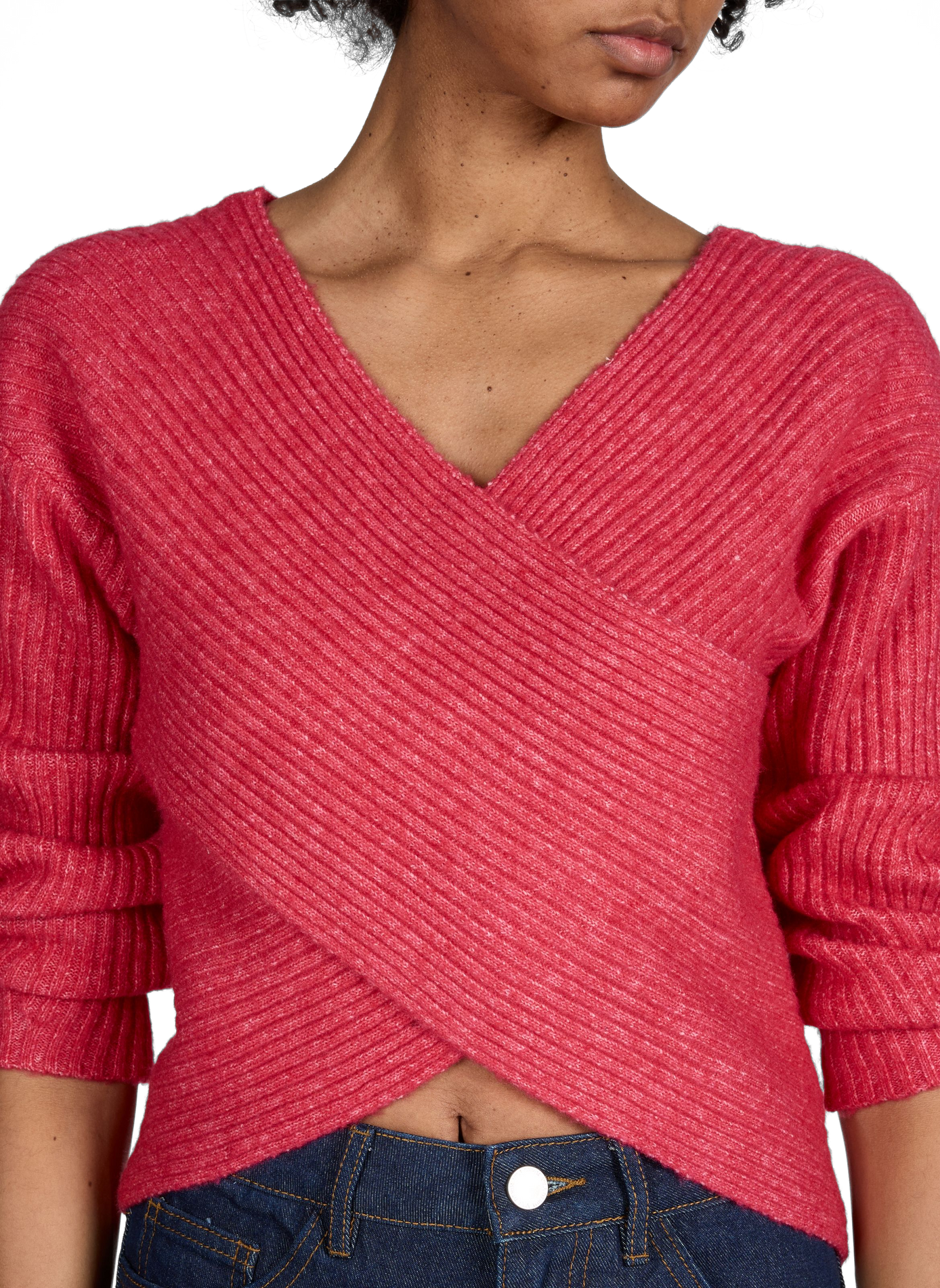 Cross-Front Ribbed Vikaylena Sweater VILA Pink