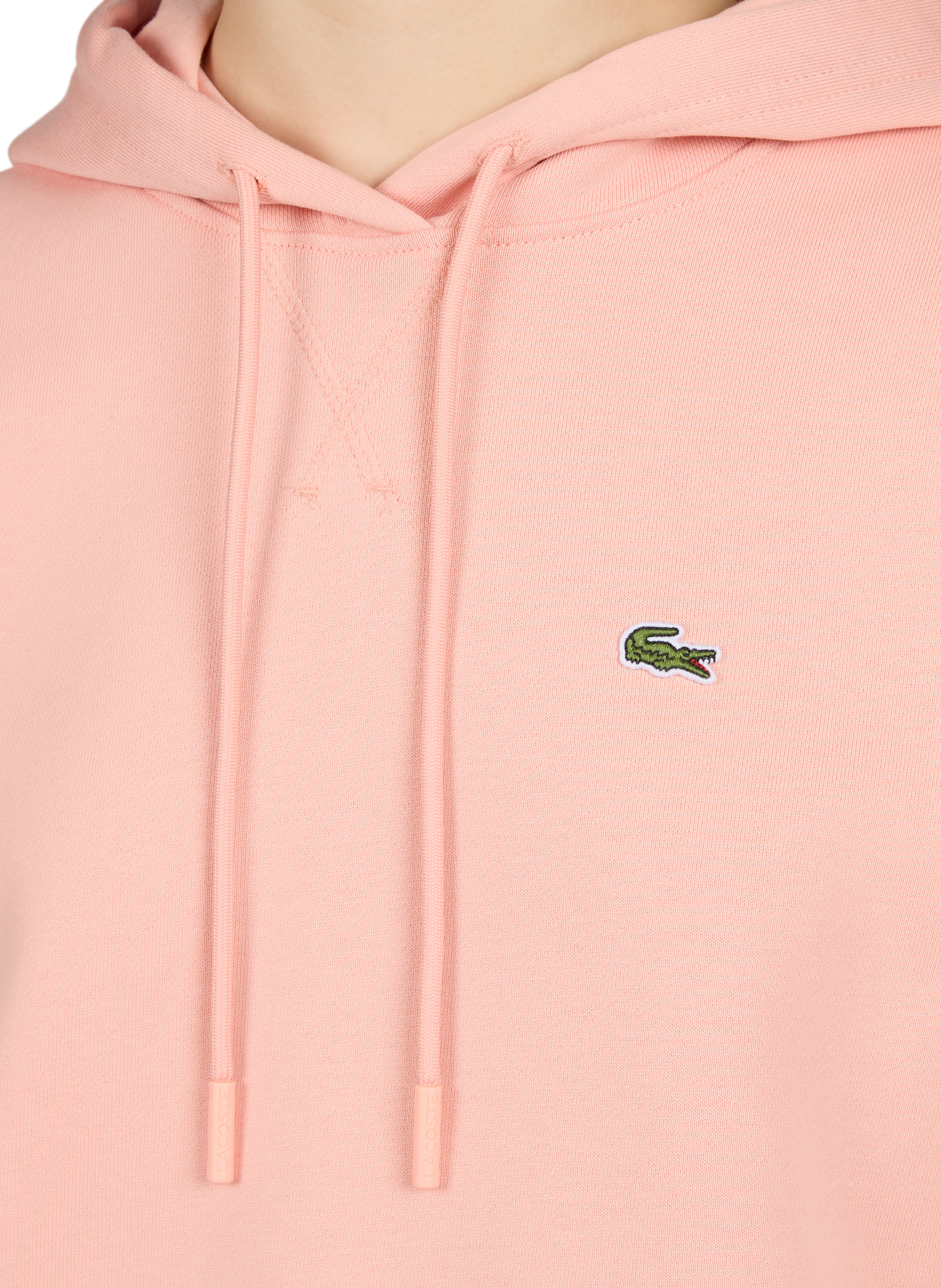 Cotton hoodie LACOSTE Pink