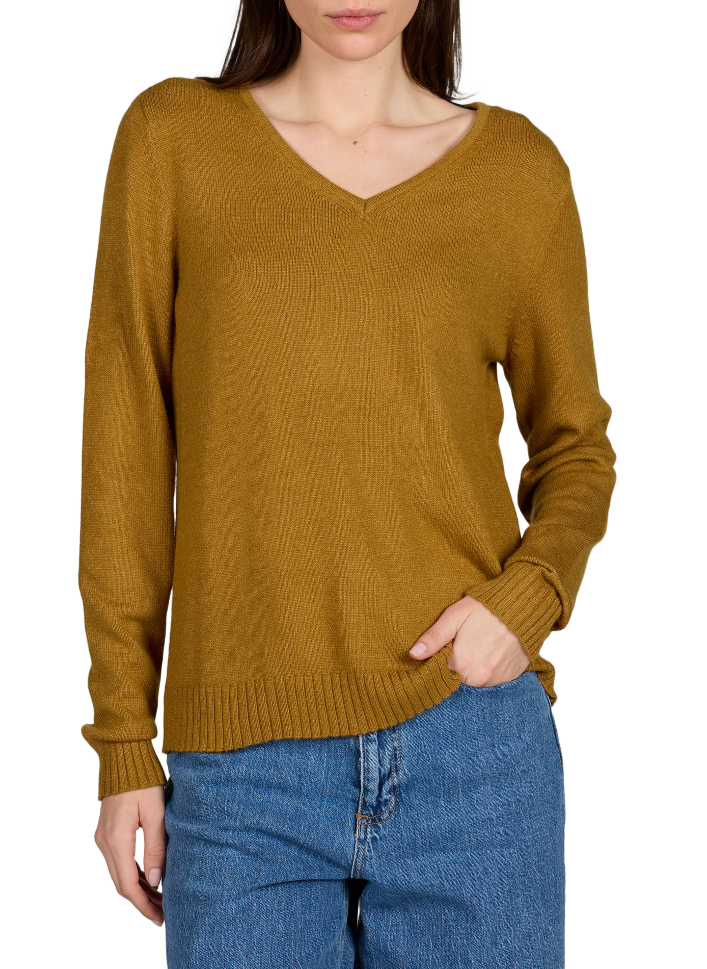 Ribbed V-neck sweater  Tapenade
