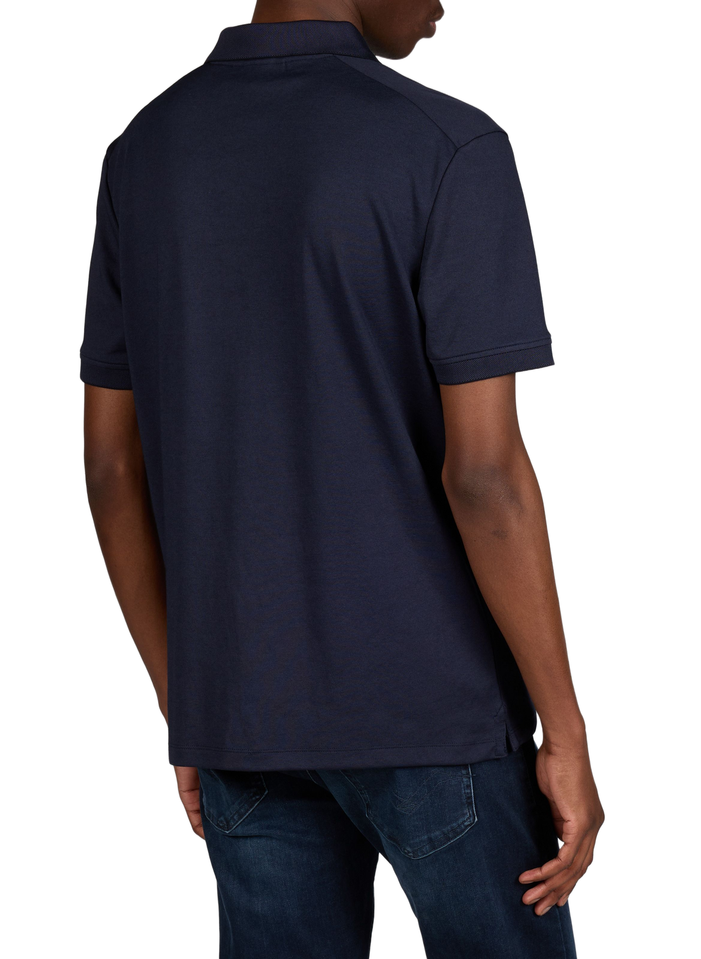Solid short-sleeve polo in blended cotton STRELLSON Blue