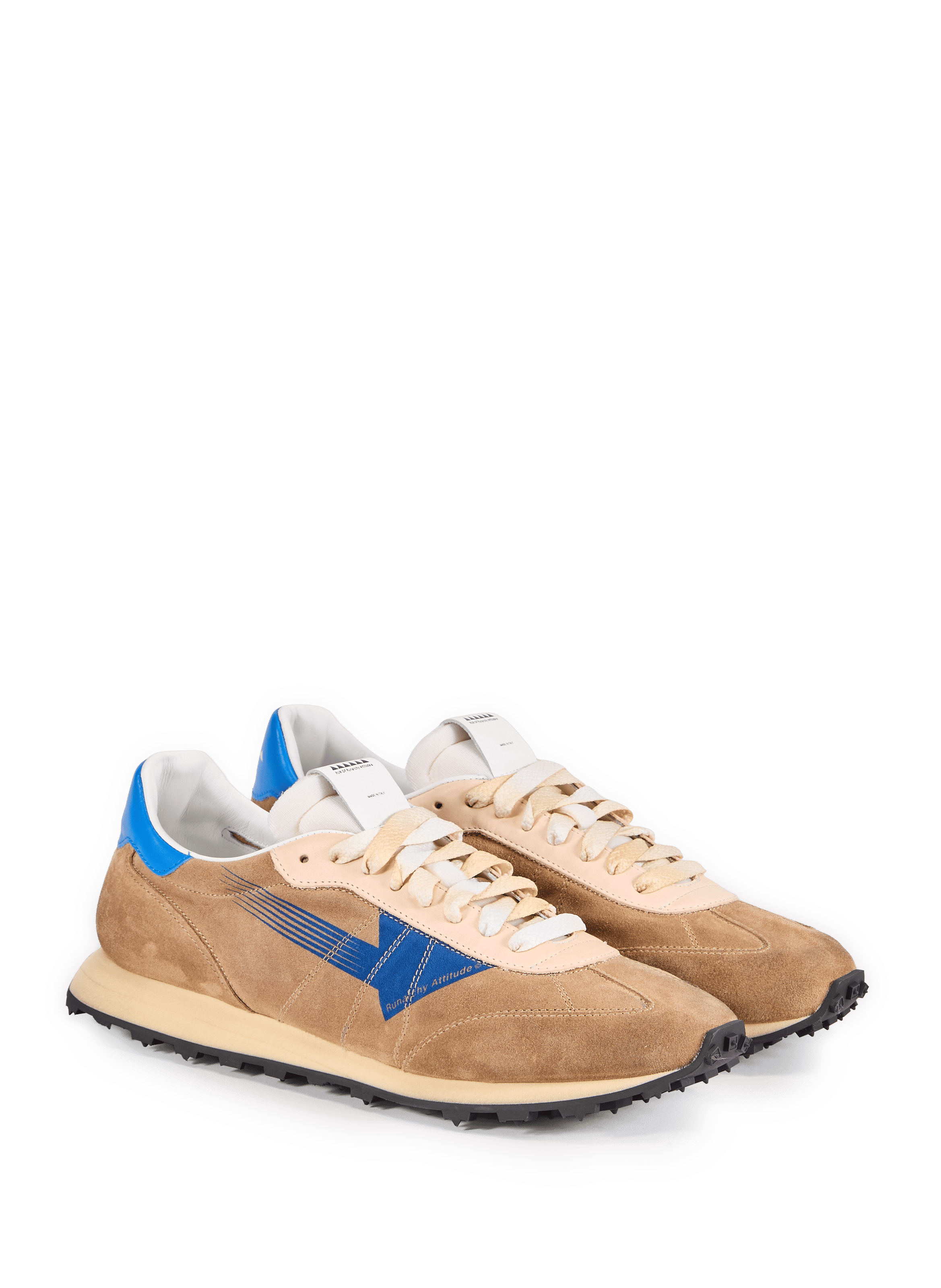 Baskets en cuir suédé mélangé Beige