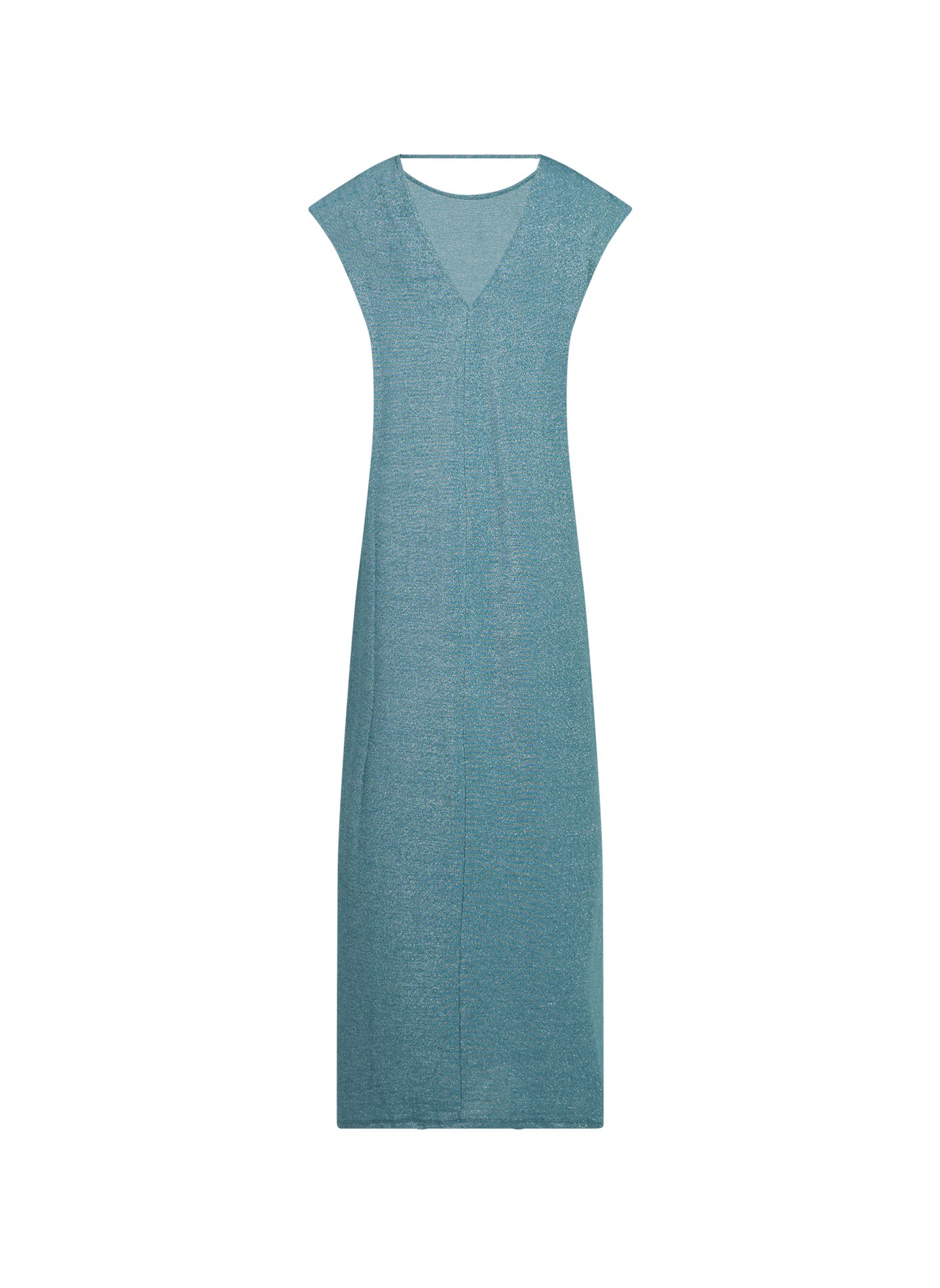 Long shiny dress with round neck VILA Blue