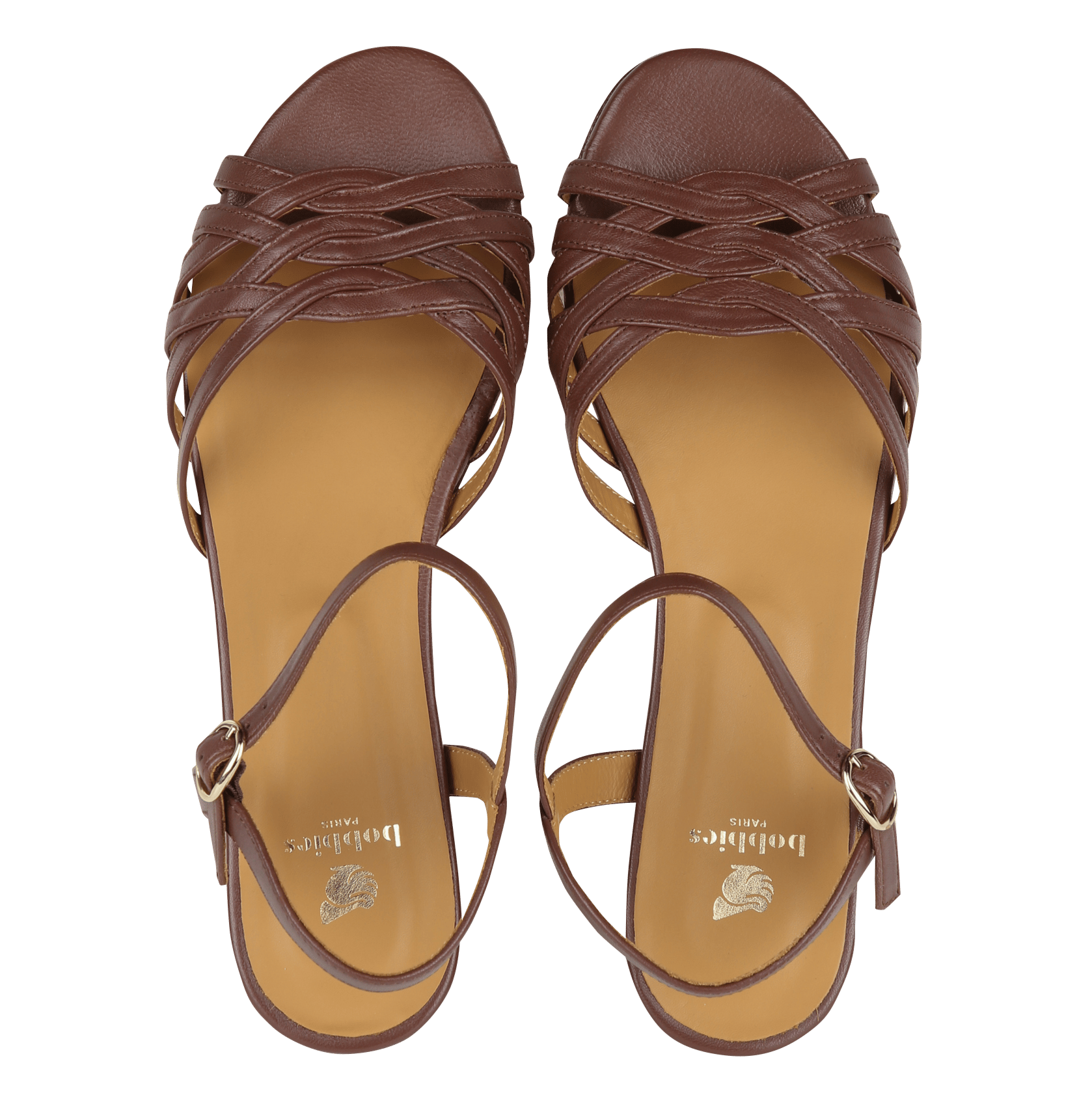 Sandales plates en cuir ellis BOBBIES Marron