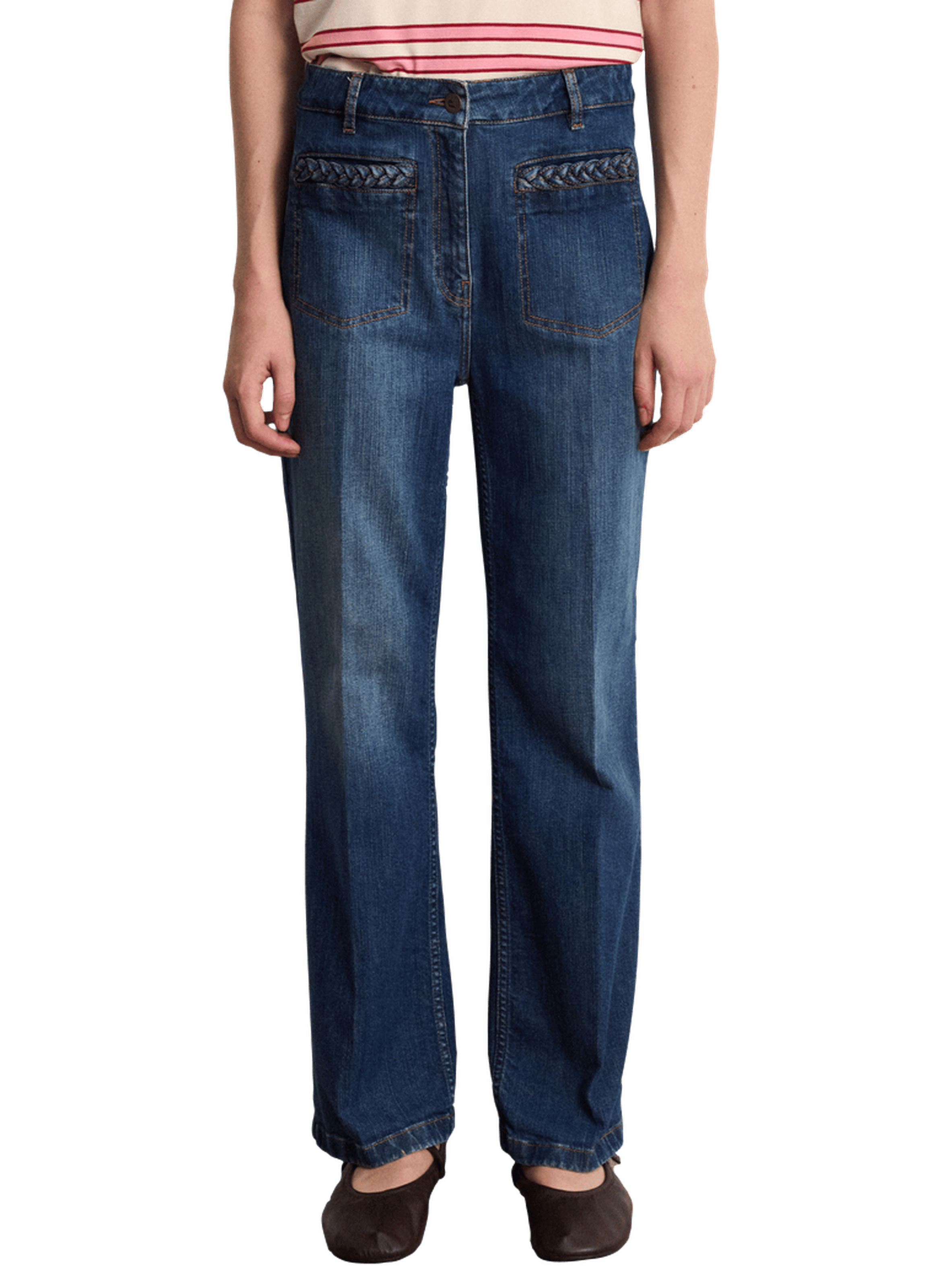 Jean droit à tresses en denim brut - bronte PABLO Bleu