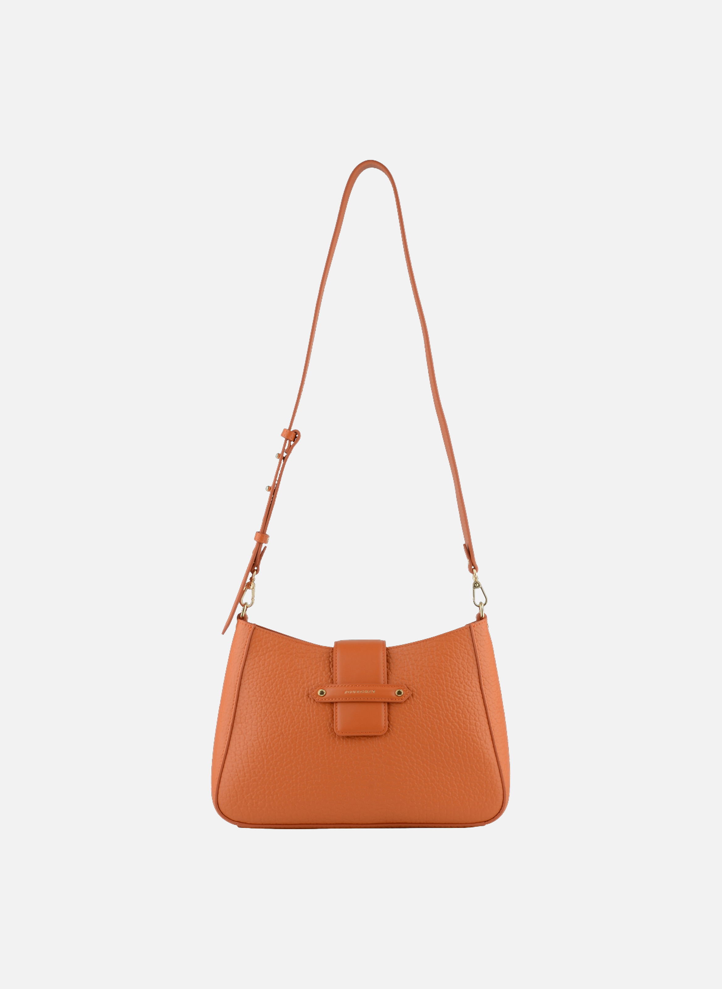 Fleuves | sac porté épaule gm en cuir de vachette POURCHET Orange