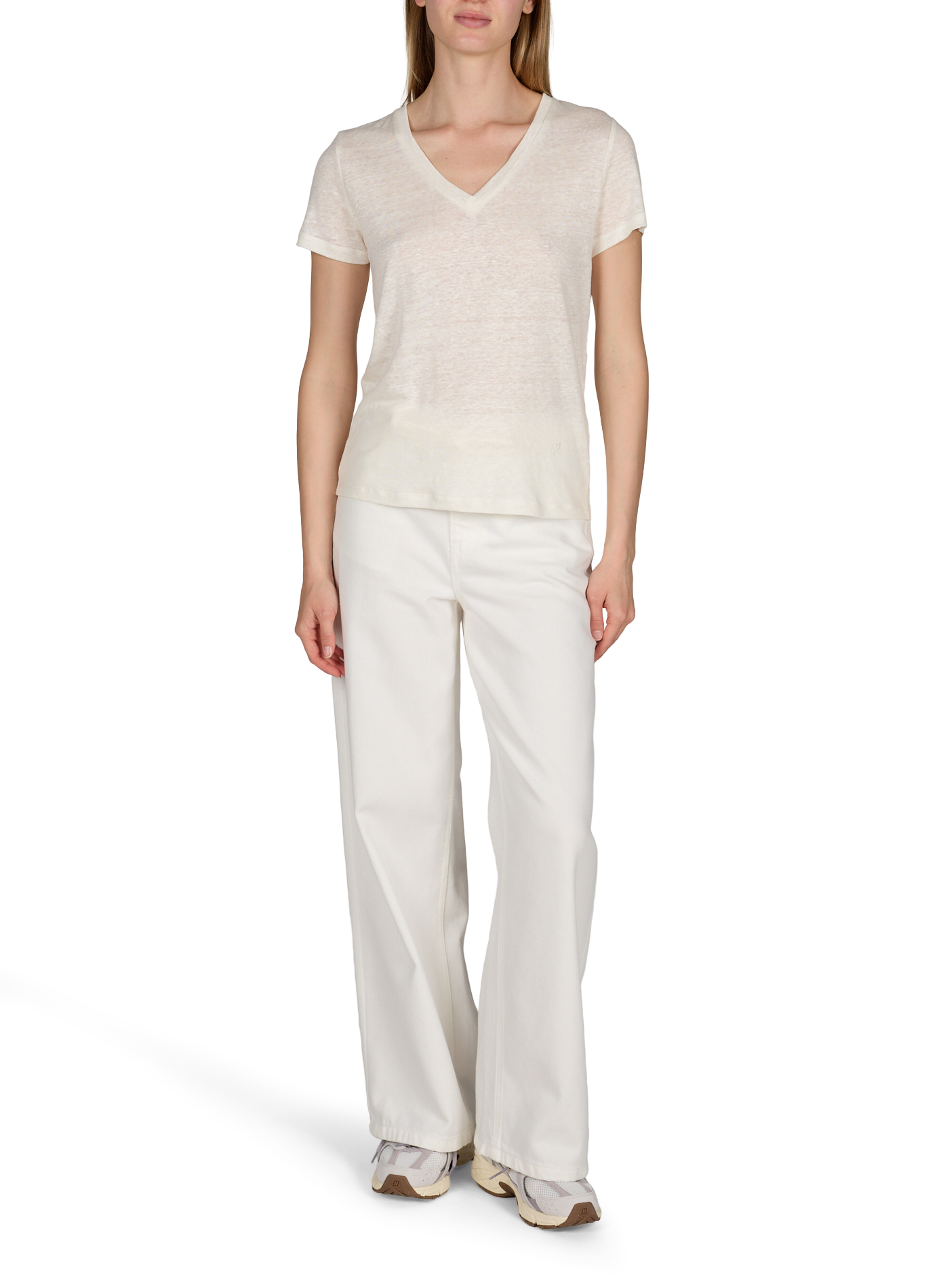 T-shirt col V Darla en lin ARTLOVE Blanc