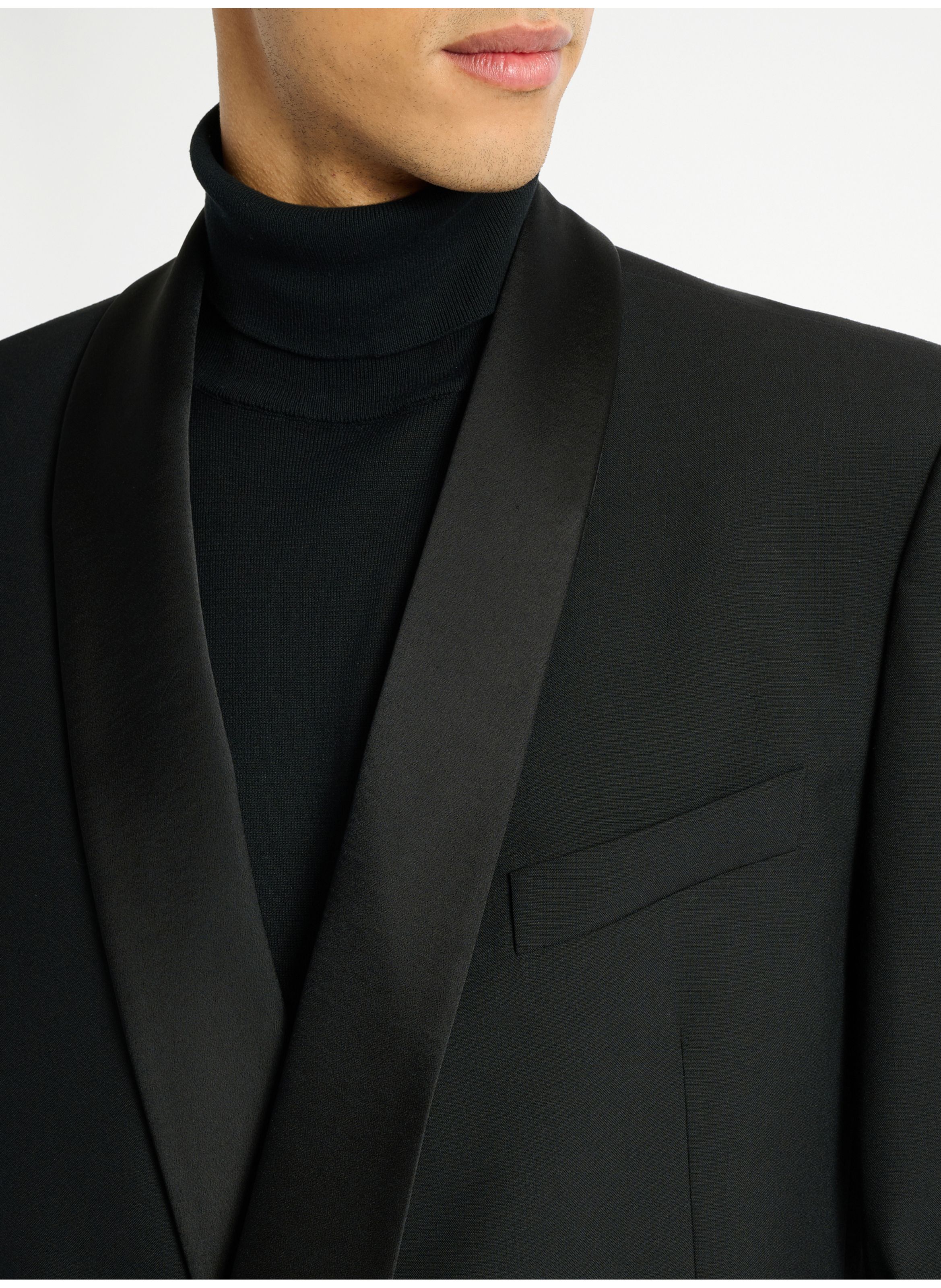 Veste 2 boutons en laine et satin BALMAIN Noir