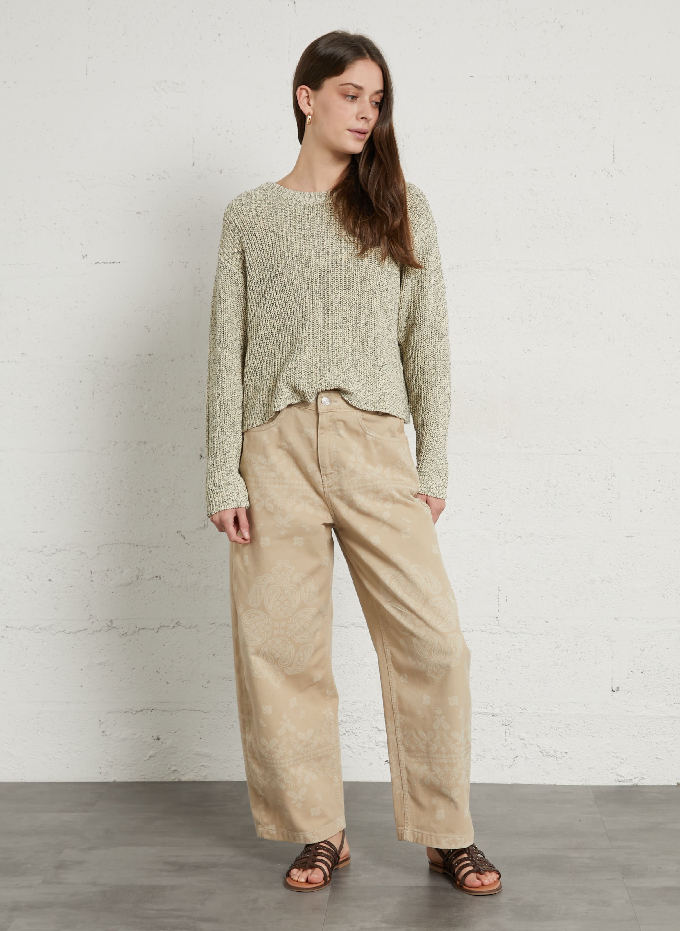 Pull droit col rond en coton bio twily AMERICAN VINTAGE Jaune