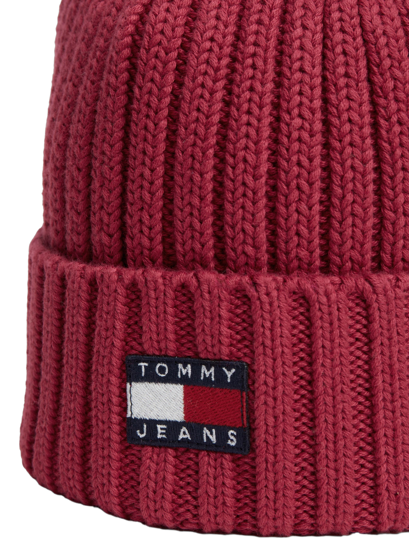 Bonnet côtelé Heritage à logo en coton TOMMY HILFIGER Rouge