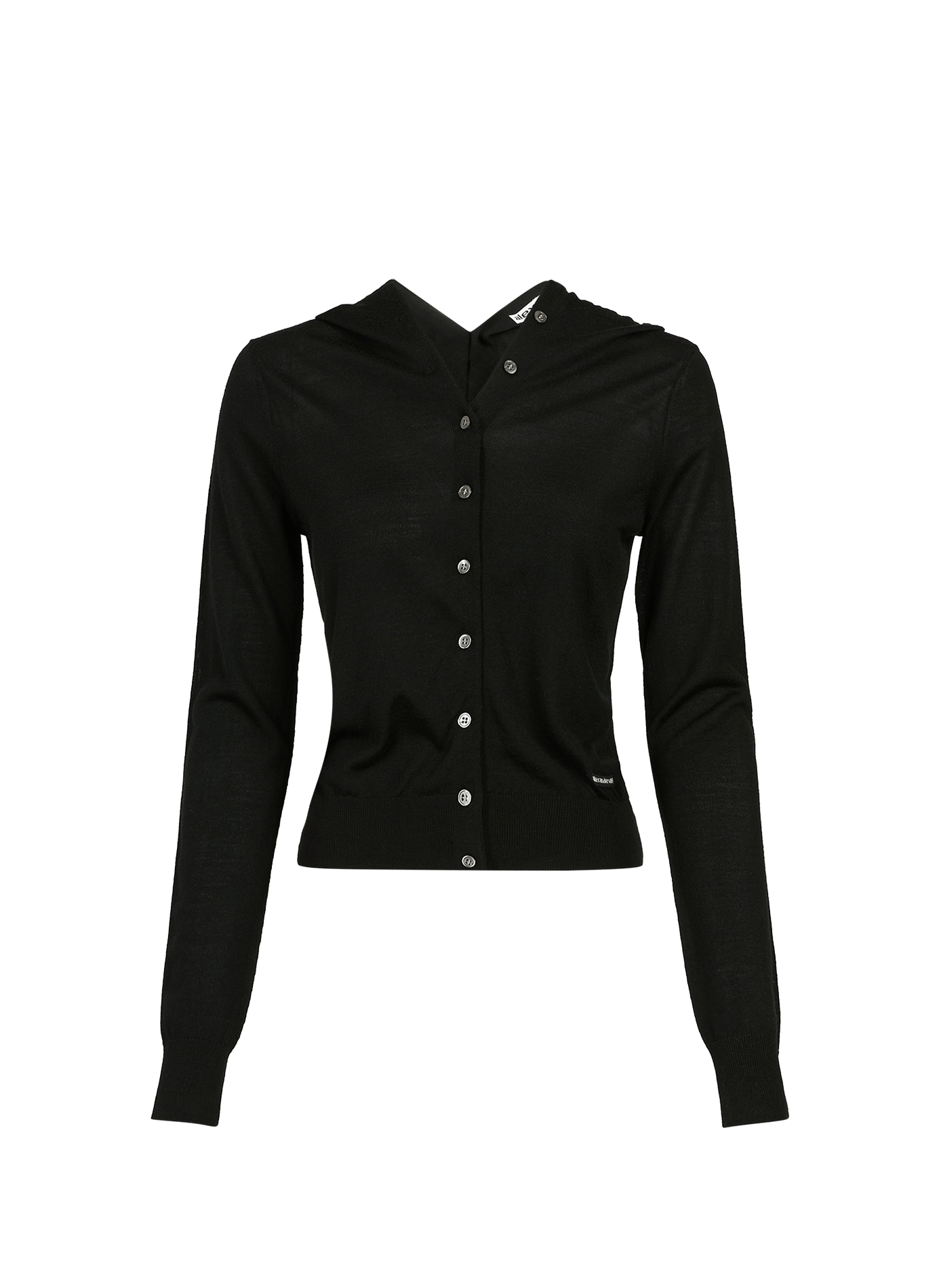 Cardigan à col v boutonnée et décolleté dos en laine ALEXANDER WANG Noir