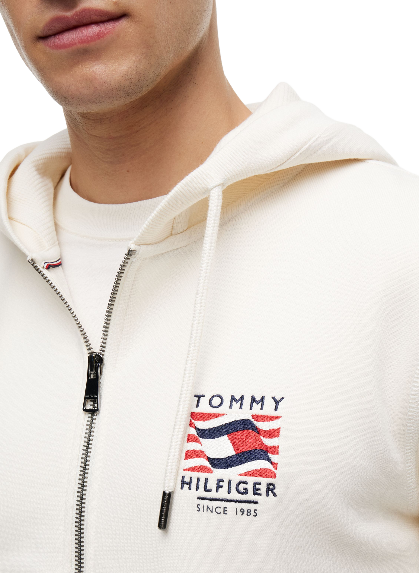 Gerader Baumwoll-Kapuzenpullover TOMMY HILFIGER Beige