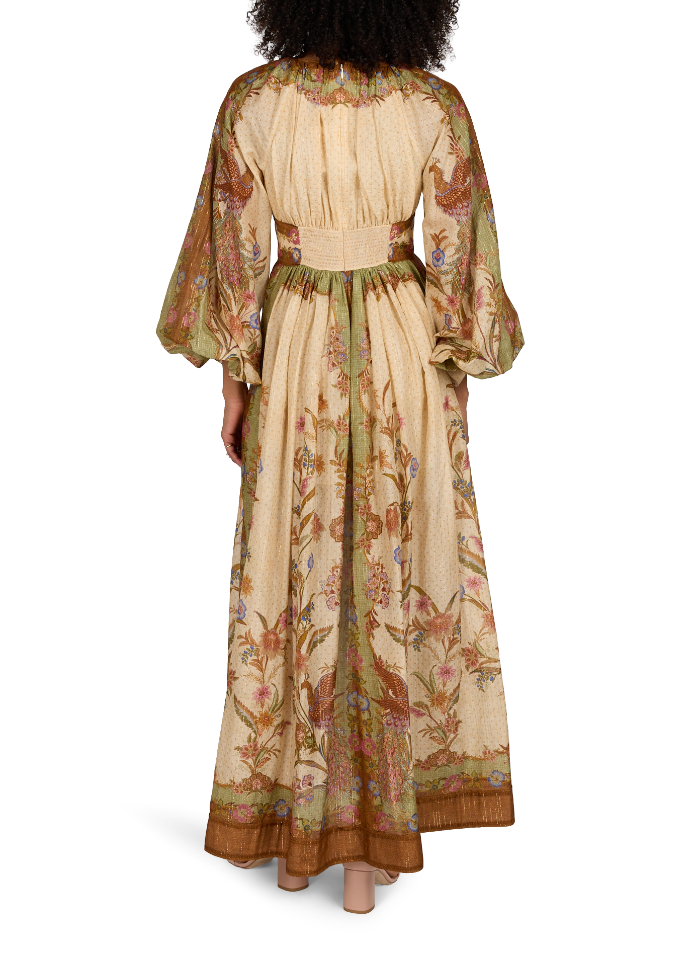 Cinched waist maxi dress with floral print "Indra" ZIMMERMANN Khaki