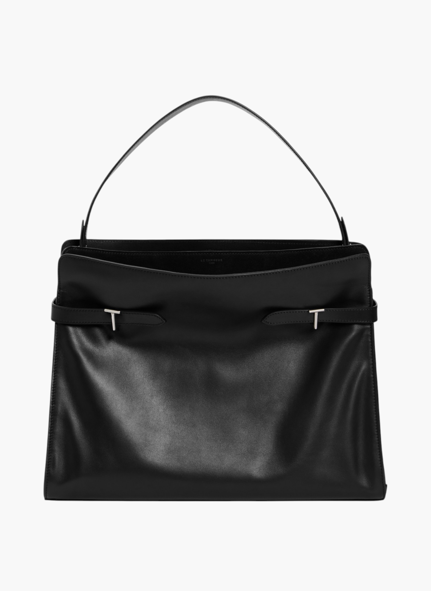 Sac porté épaule modèle maxi emie en cuir lisse et nubuck LE TANNEUR Noir